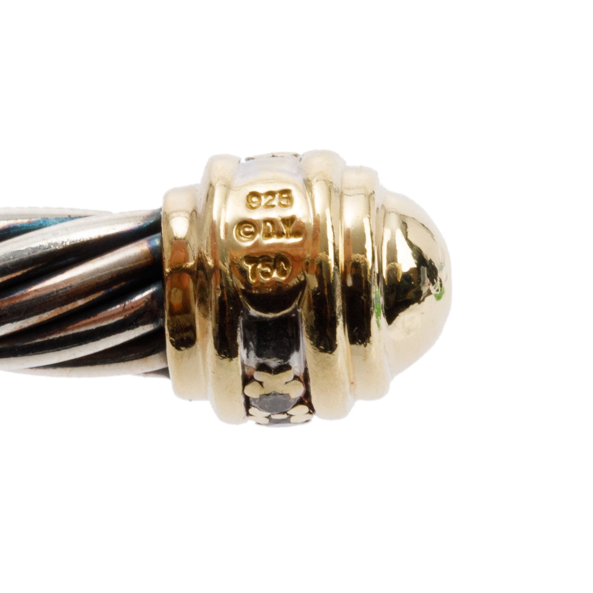 David Yurman Sterling Silver & 18k Yellow Gold Diamond 7MM Cable Bracelet