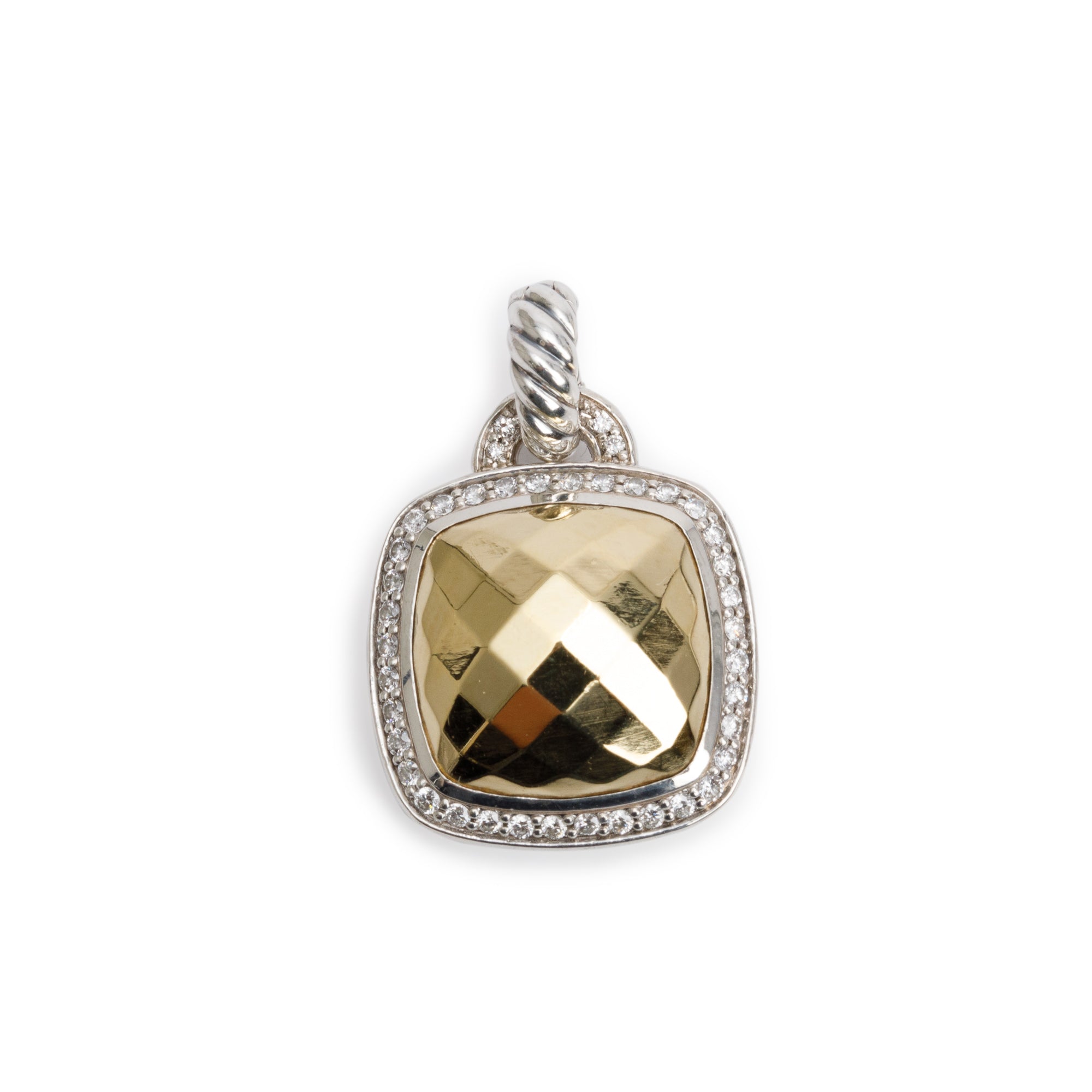 David Yurman Sterling Silver & 18k Yellow Gold Diamond Albion Pendant, 11 MM