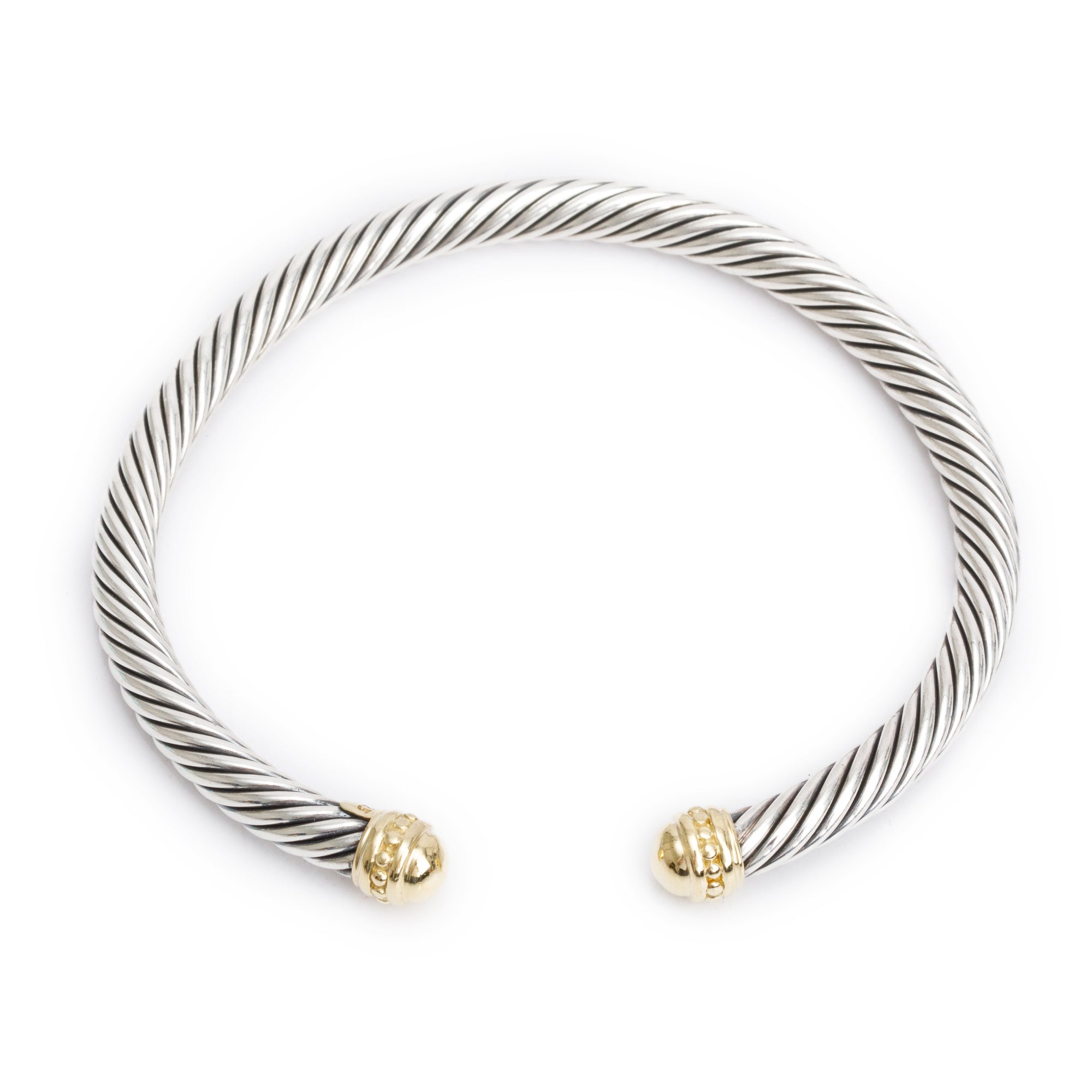 David Yurman Sterling Silver & 18k Yellow Gold Domes 5 MM Cable Classics Bracelet