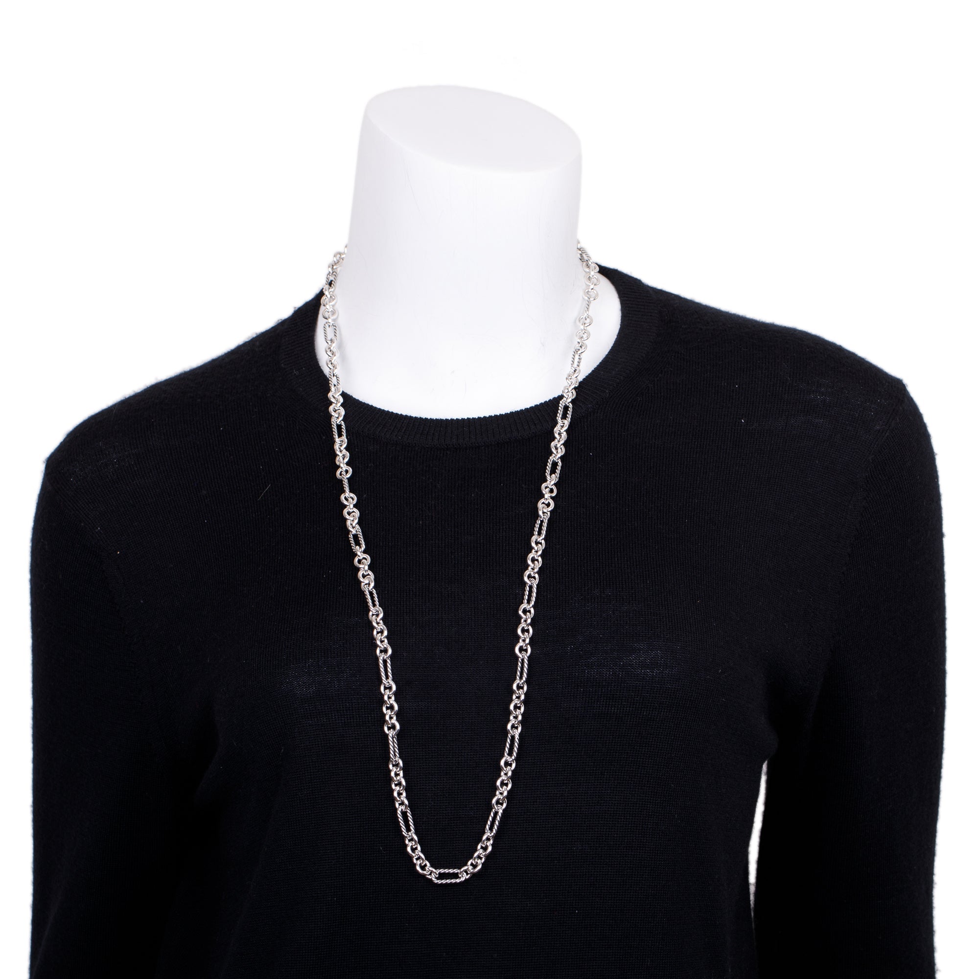 David Yurman Sterling Silver & 18k Yellow Gold Figaro Chain Necklace