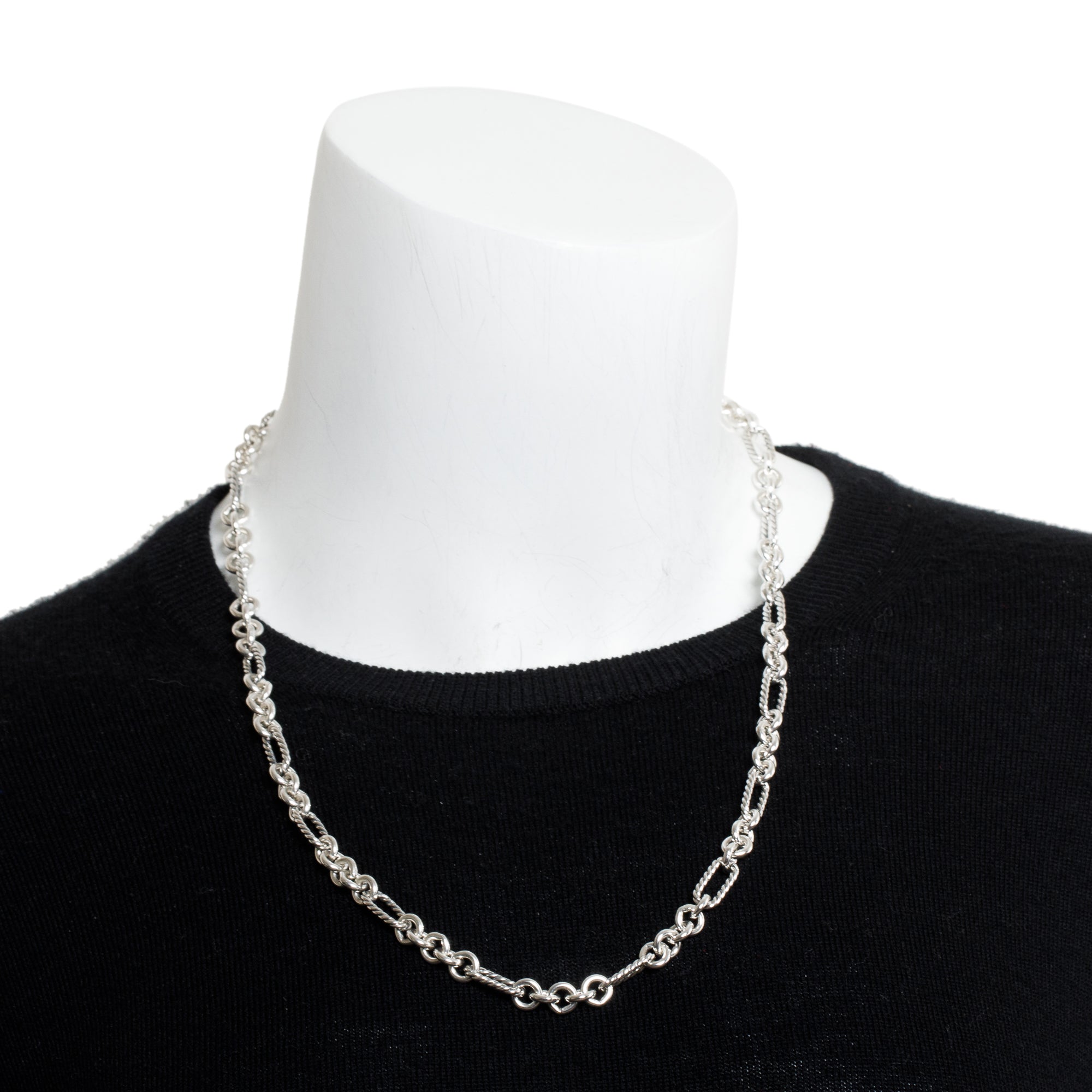 David Yurman Sterling Silver & 18k Yellow Gold Figaro Chain Necklace