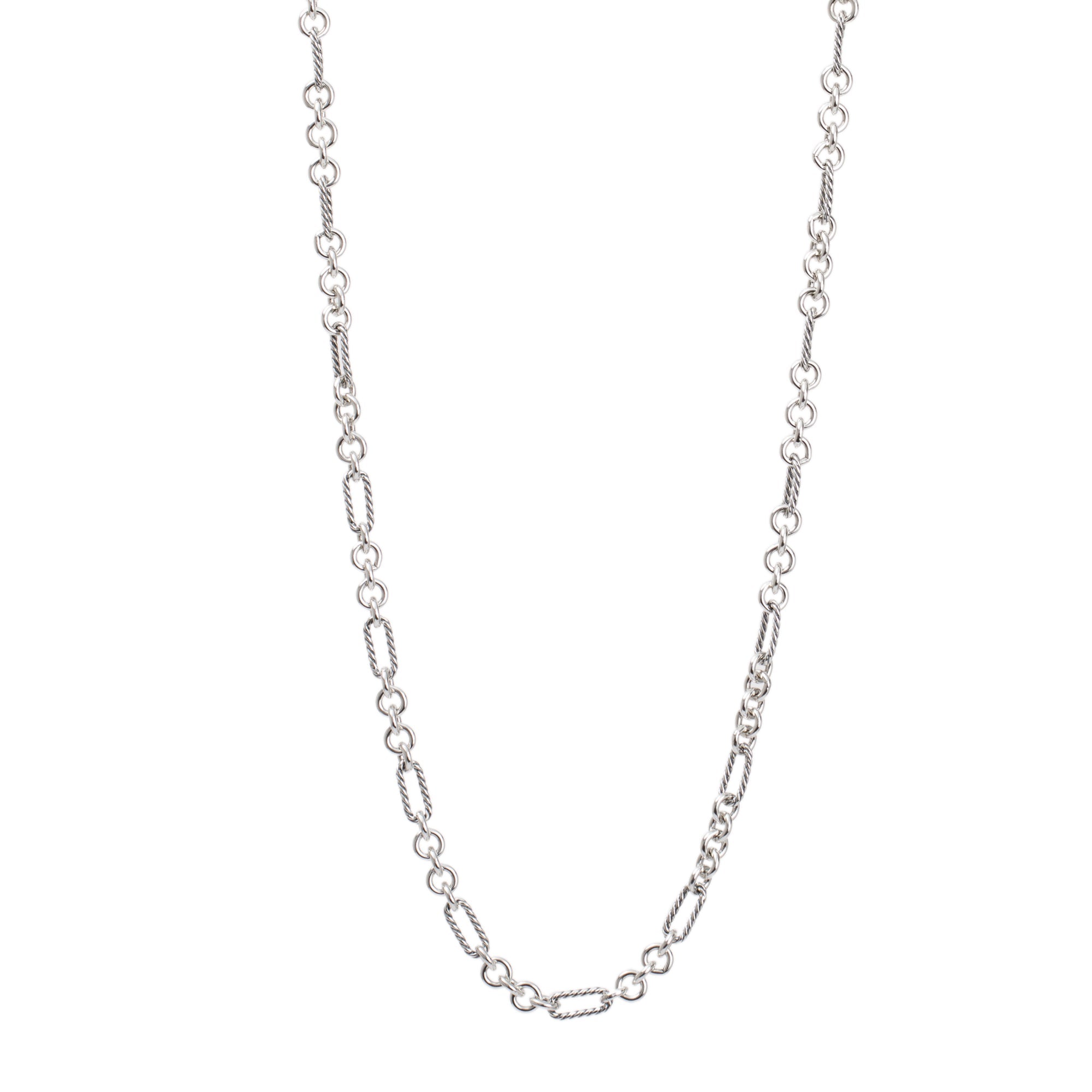 David Yurman Sterling Silver & 18k Yellow Gold Figaro Chain Necklace