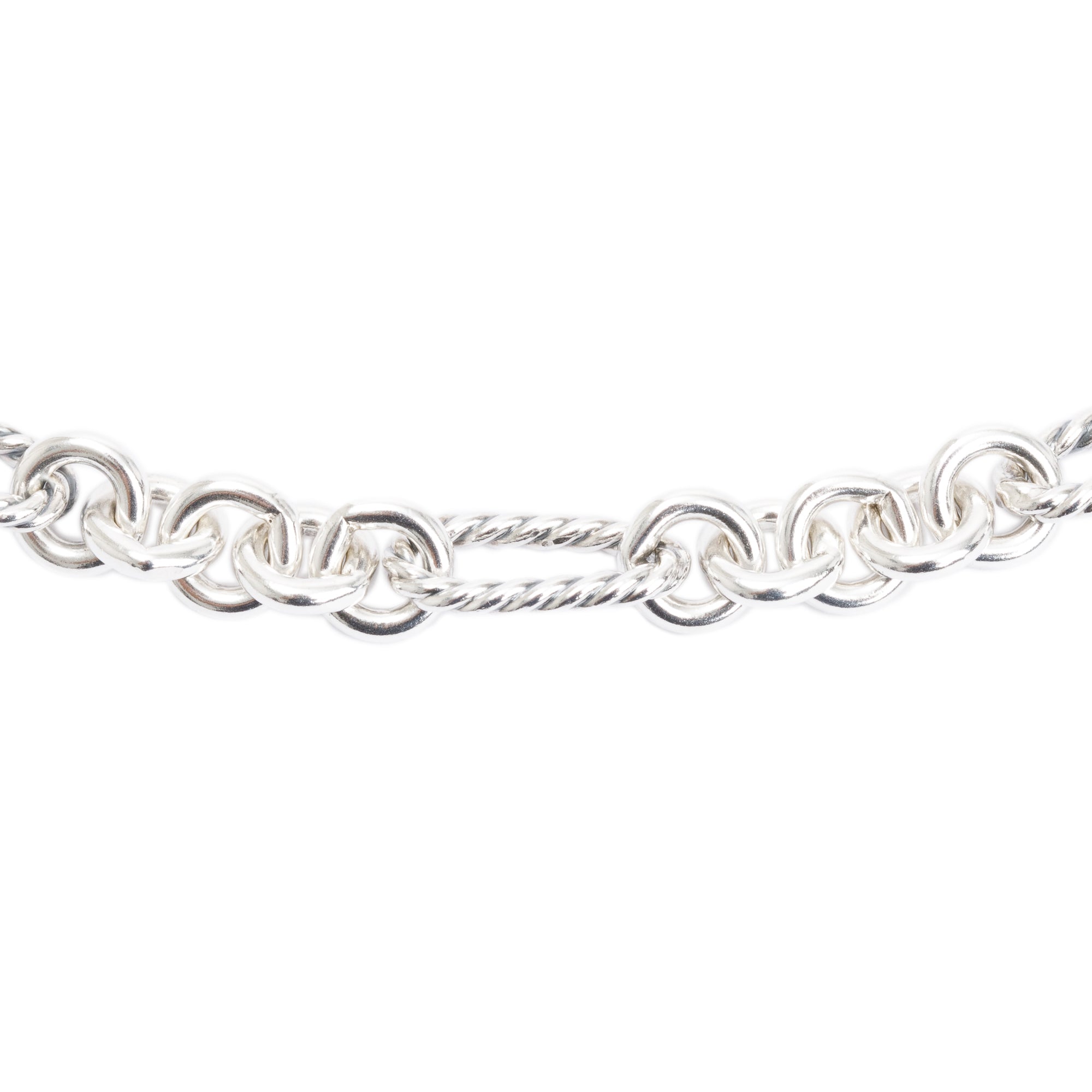 David Yurman Sterling Silver & 18k Yellow Gold Figaro Chain Necklace