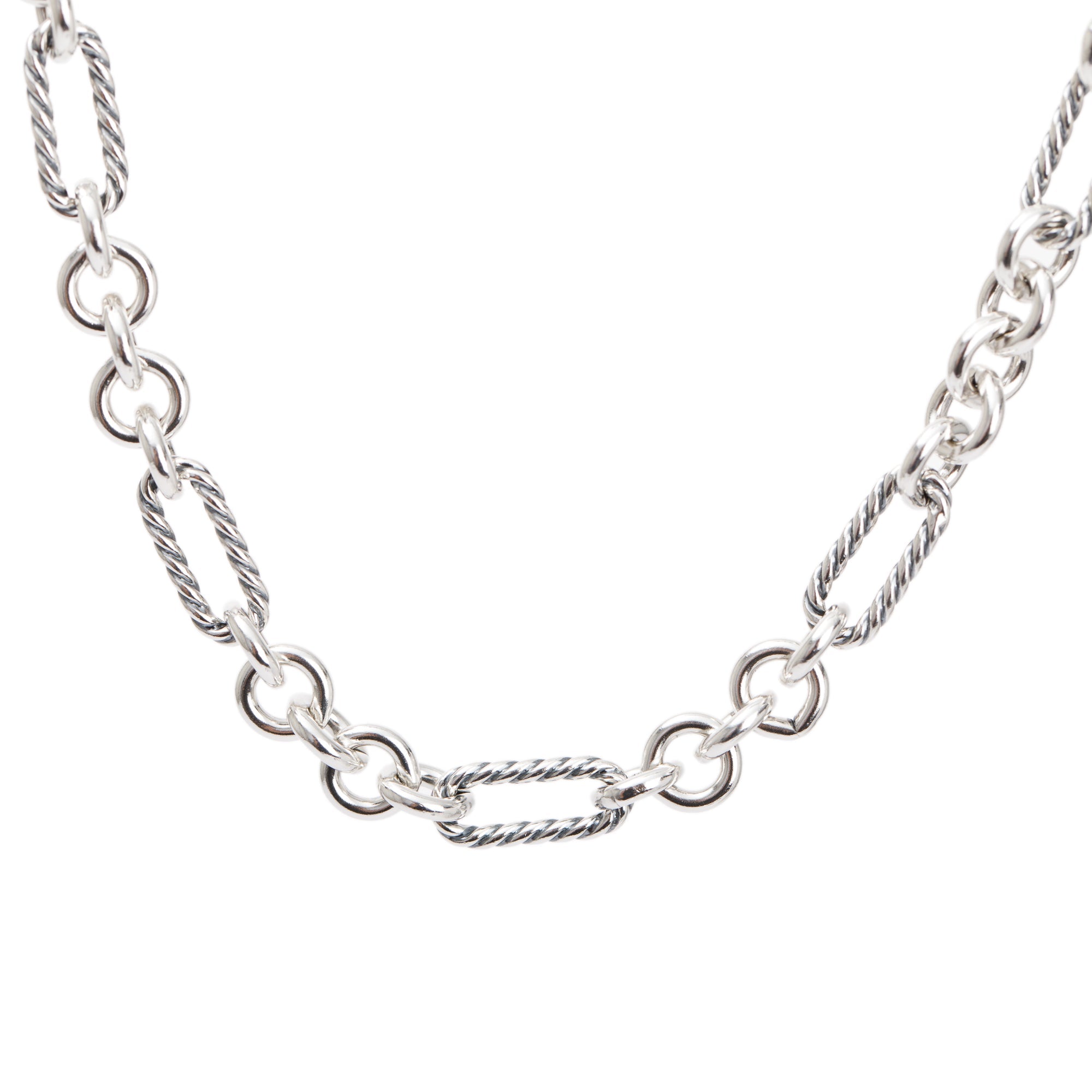 David Yurman Sterling Silver & 18k Yellow Gold Figaro Chain Necklace