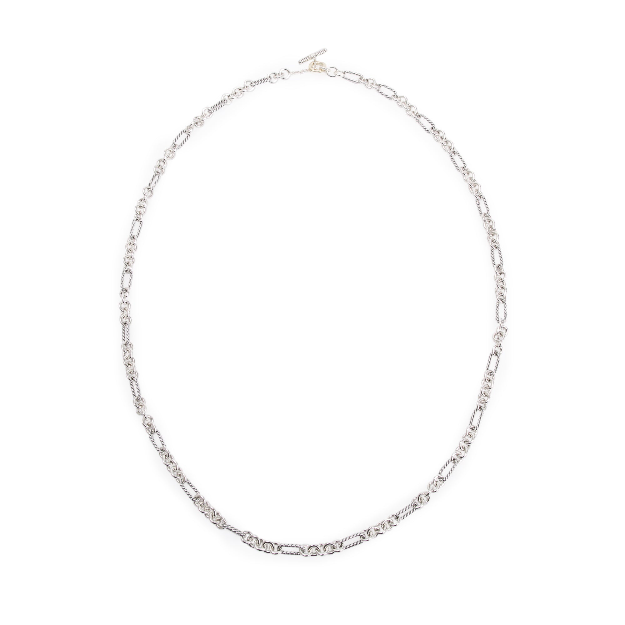 David Yurman Sterling Silver & 18k Yellow Gold Figaro Chain Necklace