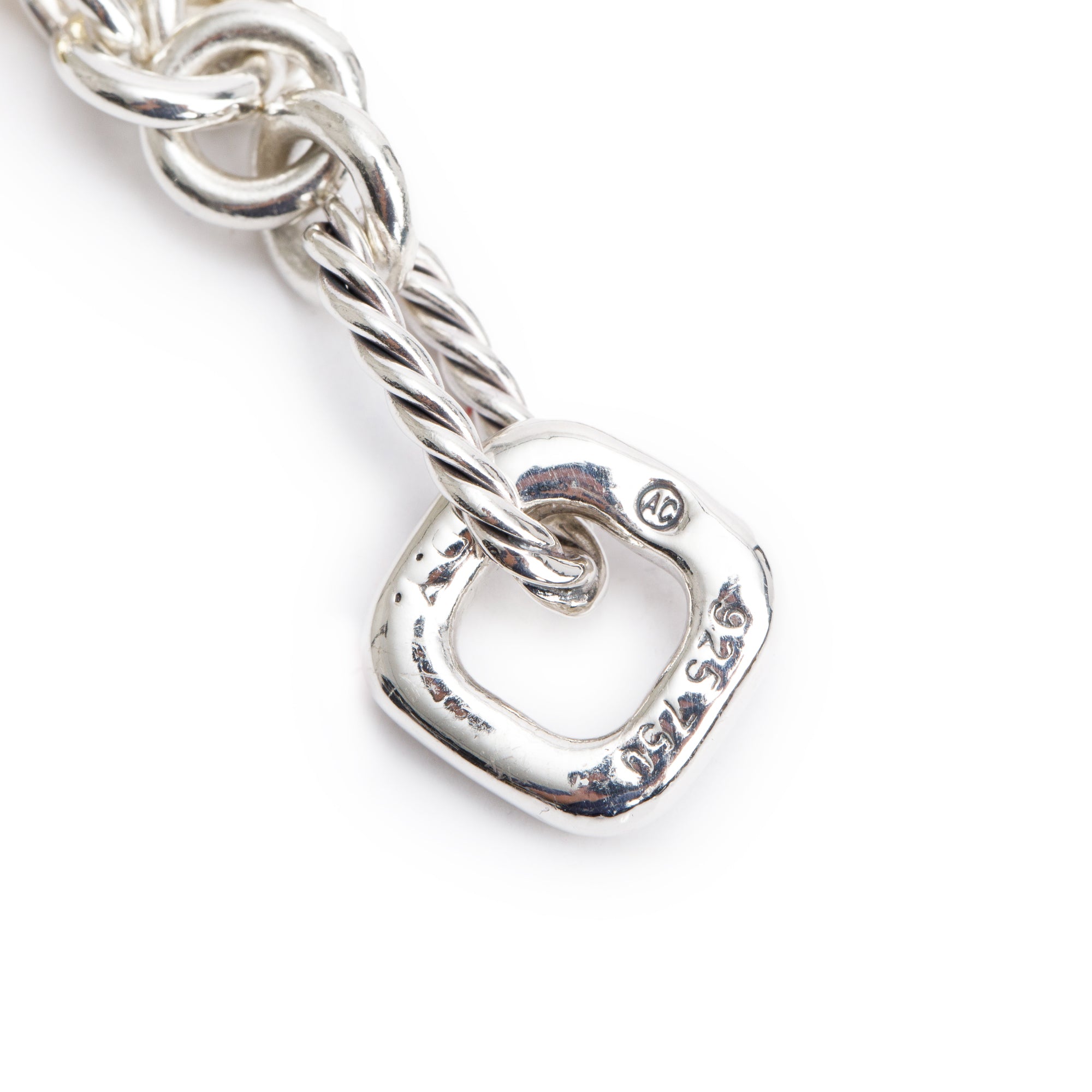 David Yurman Sterling Silver & 18k Yellow Gold Figaro Link Cable Heart Charm Bracelet