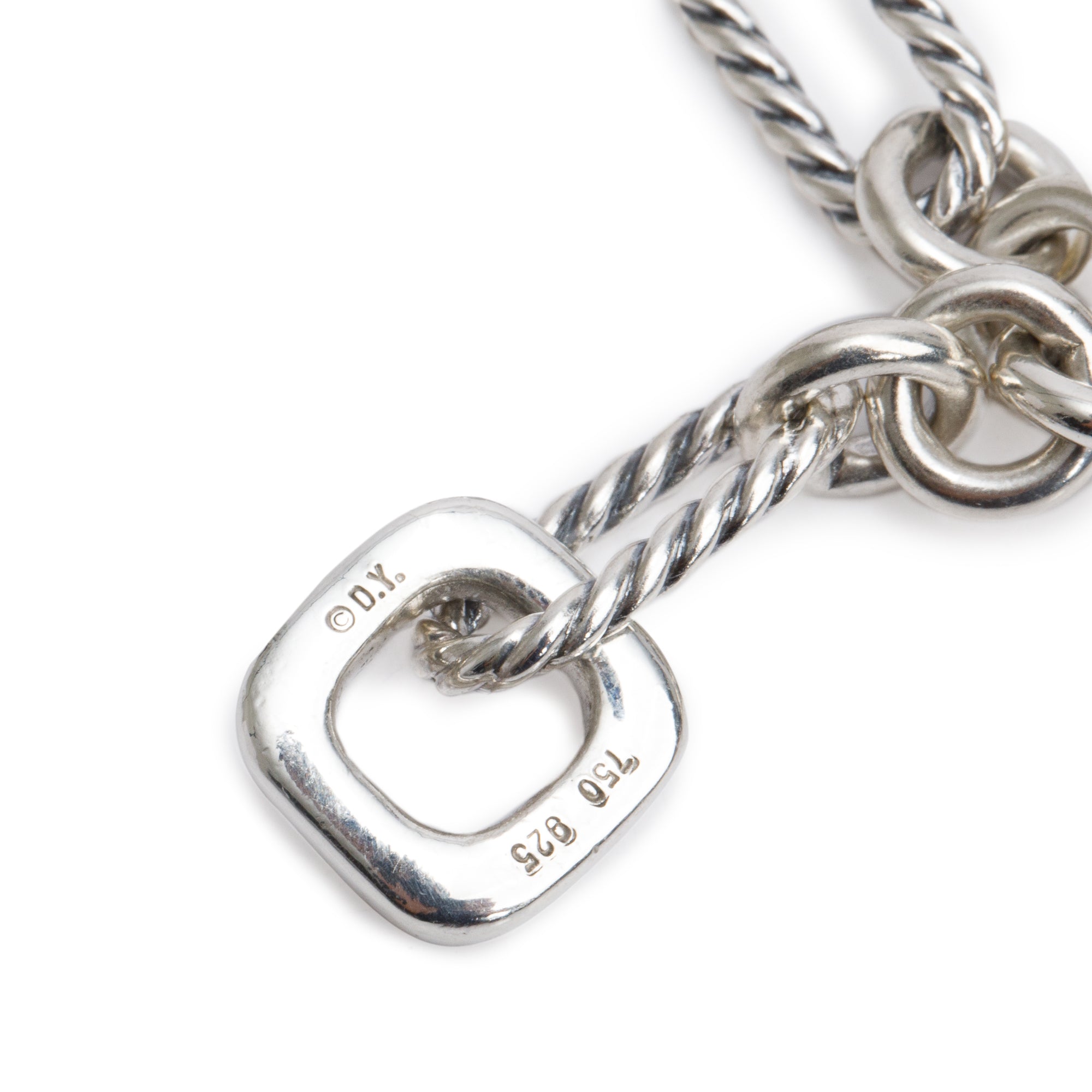 David Yurman Sterling Silver & 18k Yellow Gold Figaro Link Cable Heart Necklace