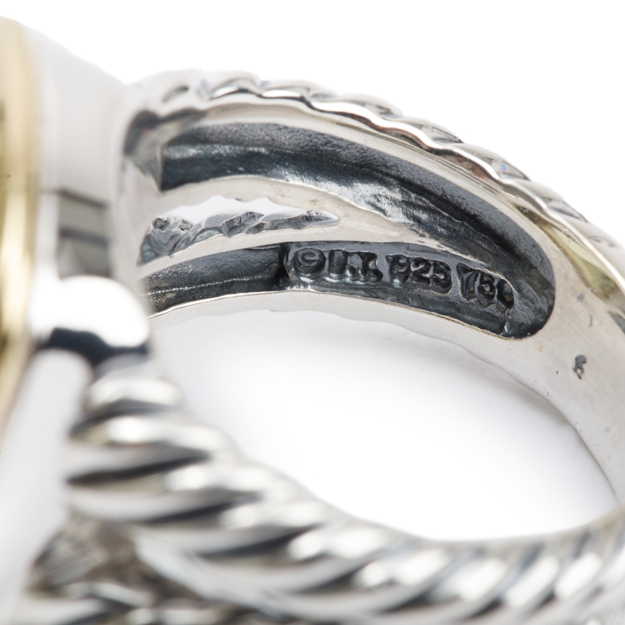 David Yurman Sterling Silver & 18k Yellow Gold Lemon Quartz Albion Ring, Size 6