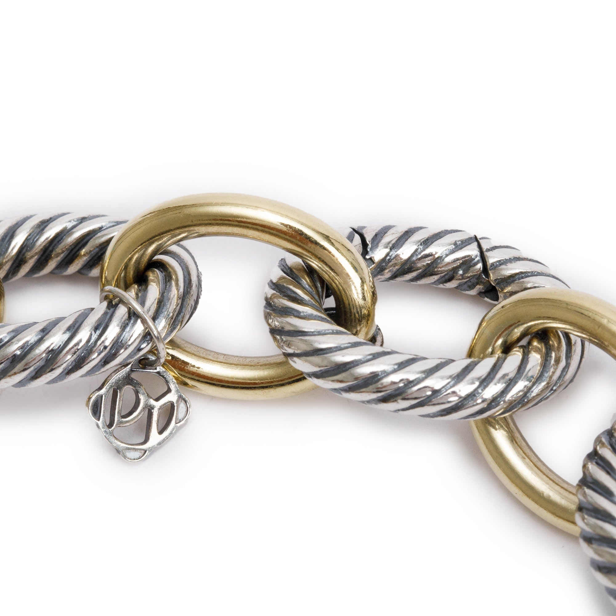 David Yurman Sterling Silver & 18k Yellow Gold Oval Link Chain Necklace