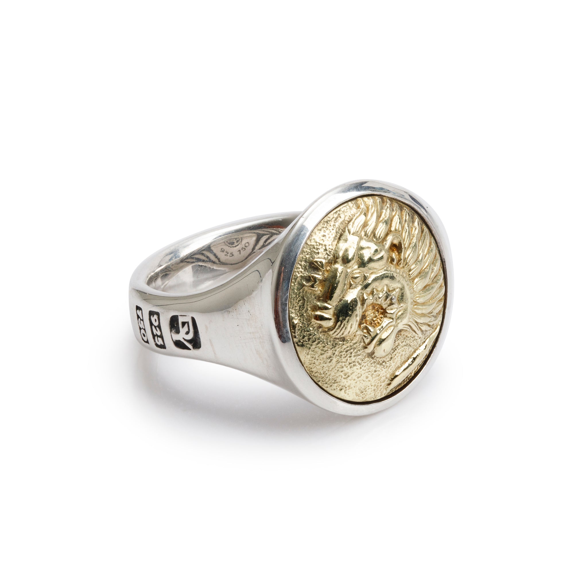 David Yurman Sterling Silver & 18k Yellow Gold Petrvs Lion Pinky Ring, Size 9