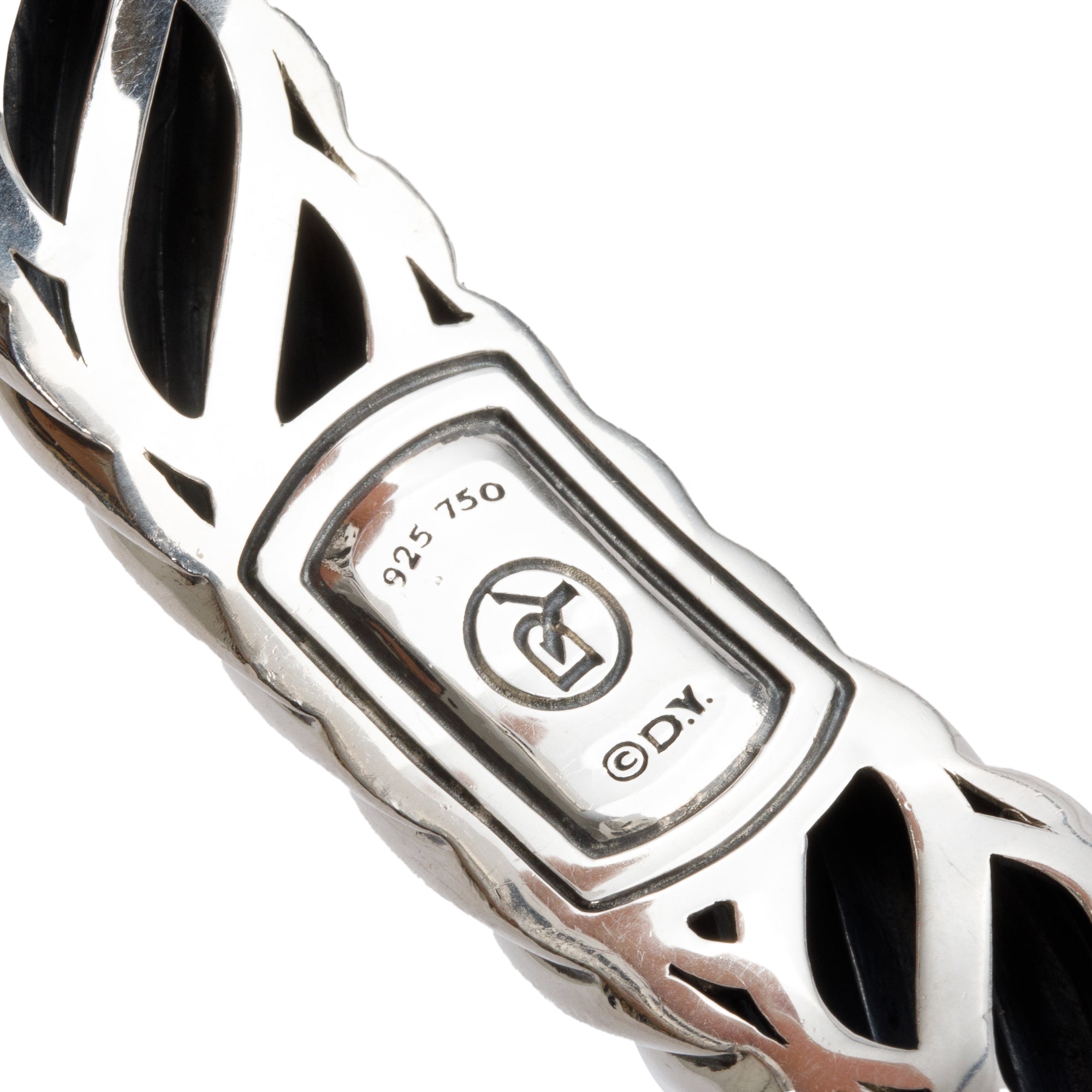 David Yurman Sterling Silver & 18k Yellow Gold Sculpted 15 MM Cable Hinged Cuff Bracelet