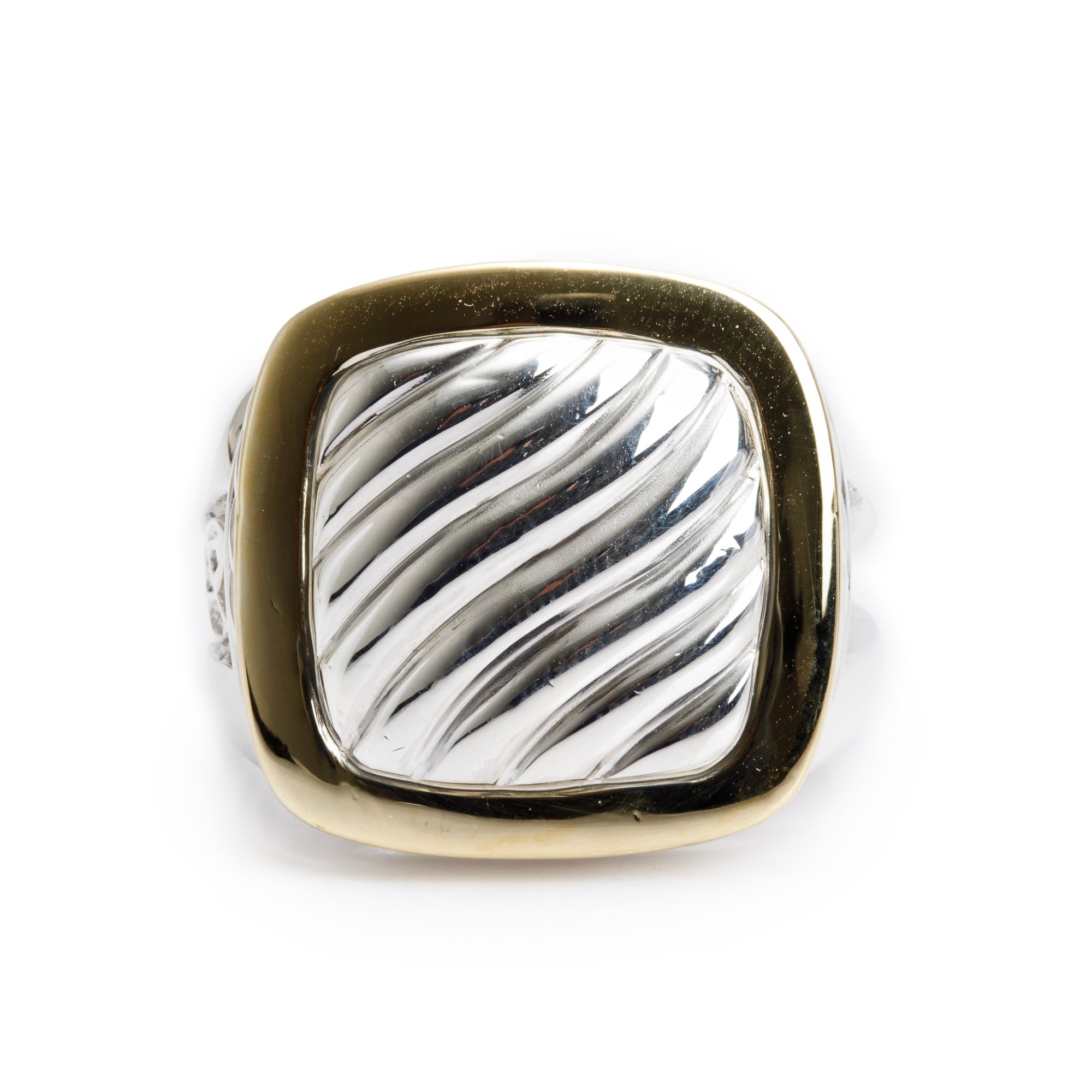 David Yurman Sterling Silver & 18k Yellow Gold Sculpted Cable Ring, Size 7.25