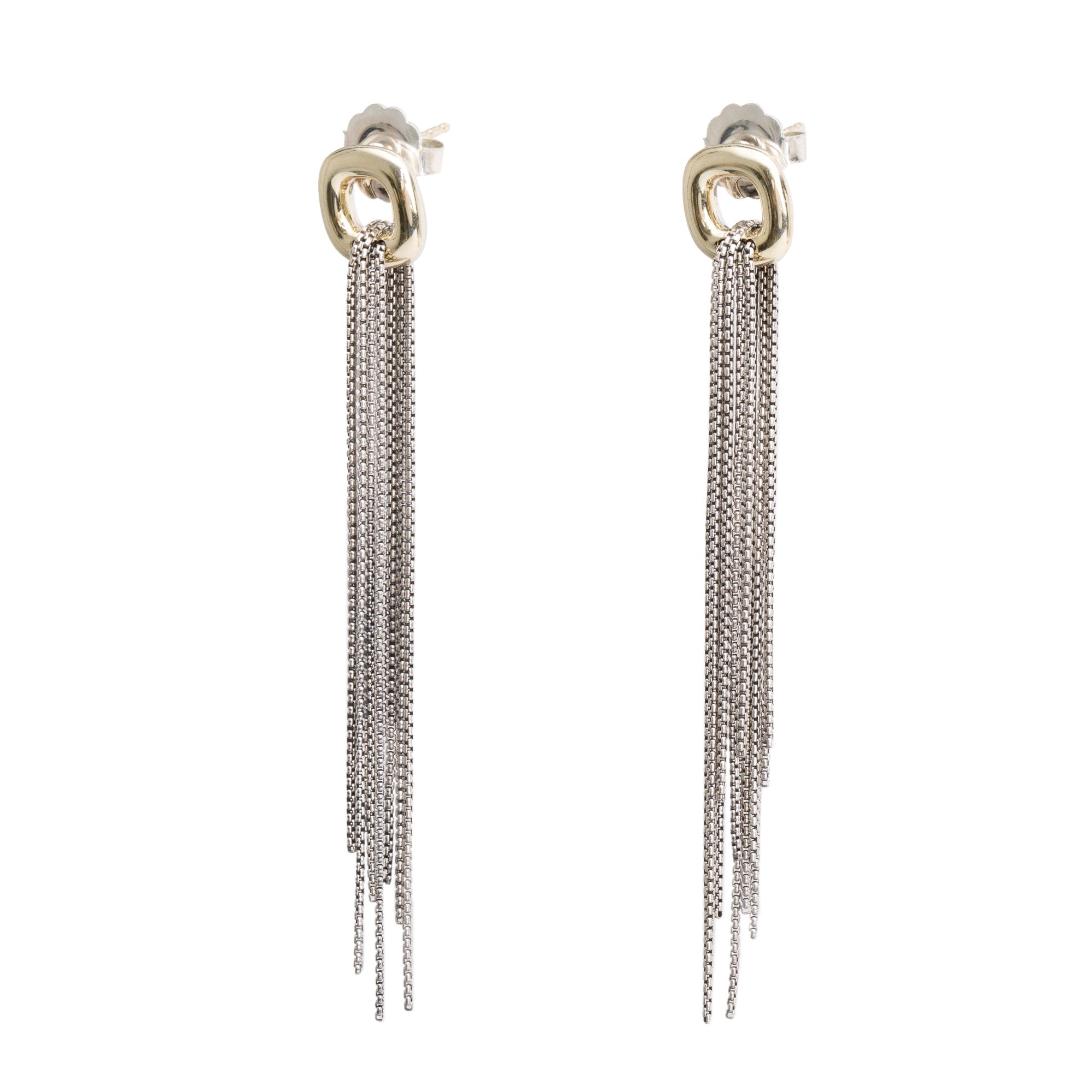 David Yurman Sterling Silver & 18k Yellow Gold Tassel Drop Earrings