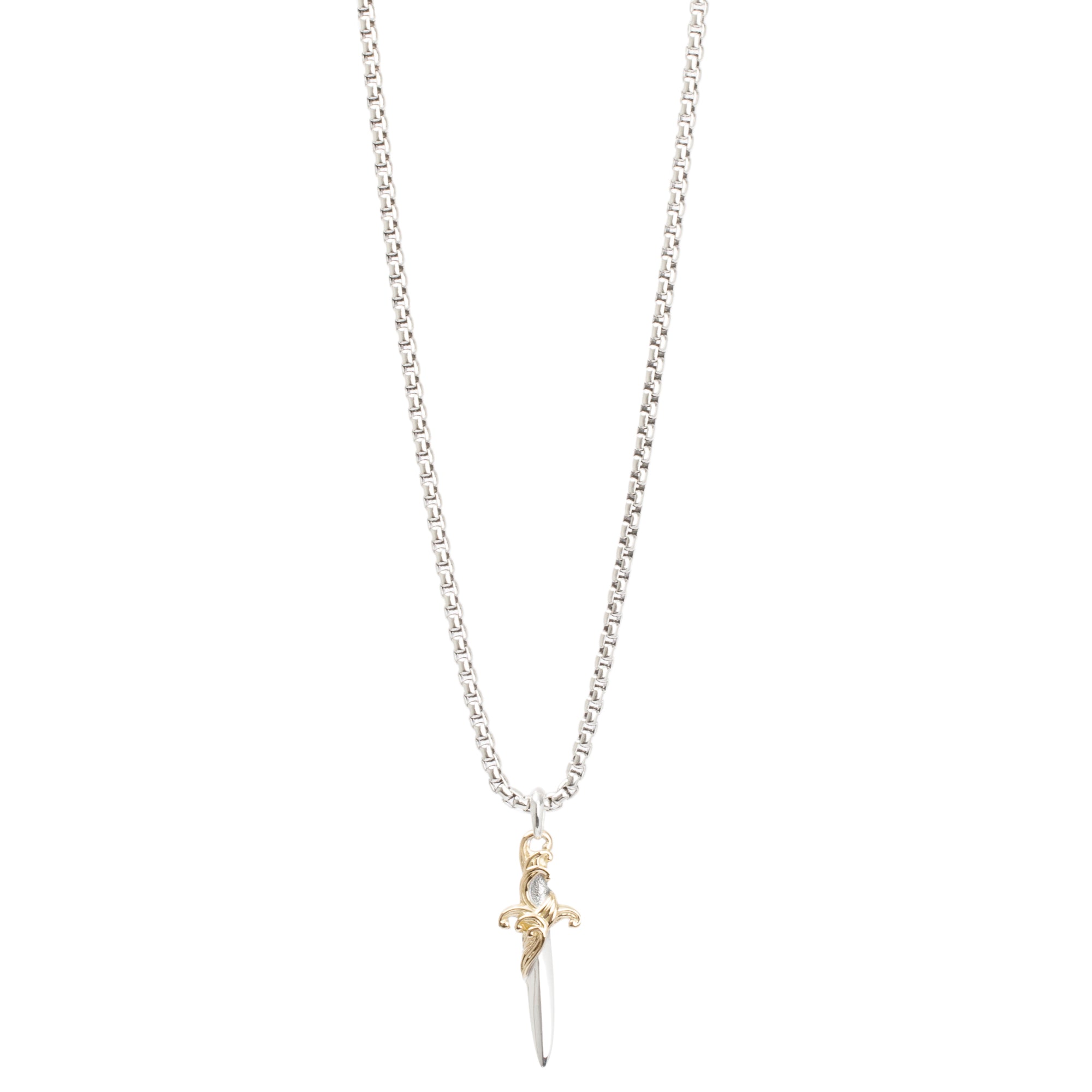 David Yurman Sterling Silver & 18k Yellow Gold Waves Dagger Amulet Necklace