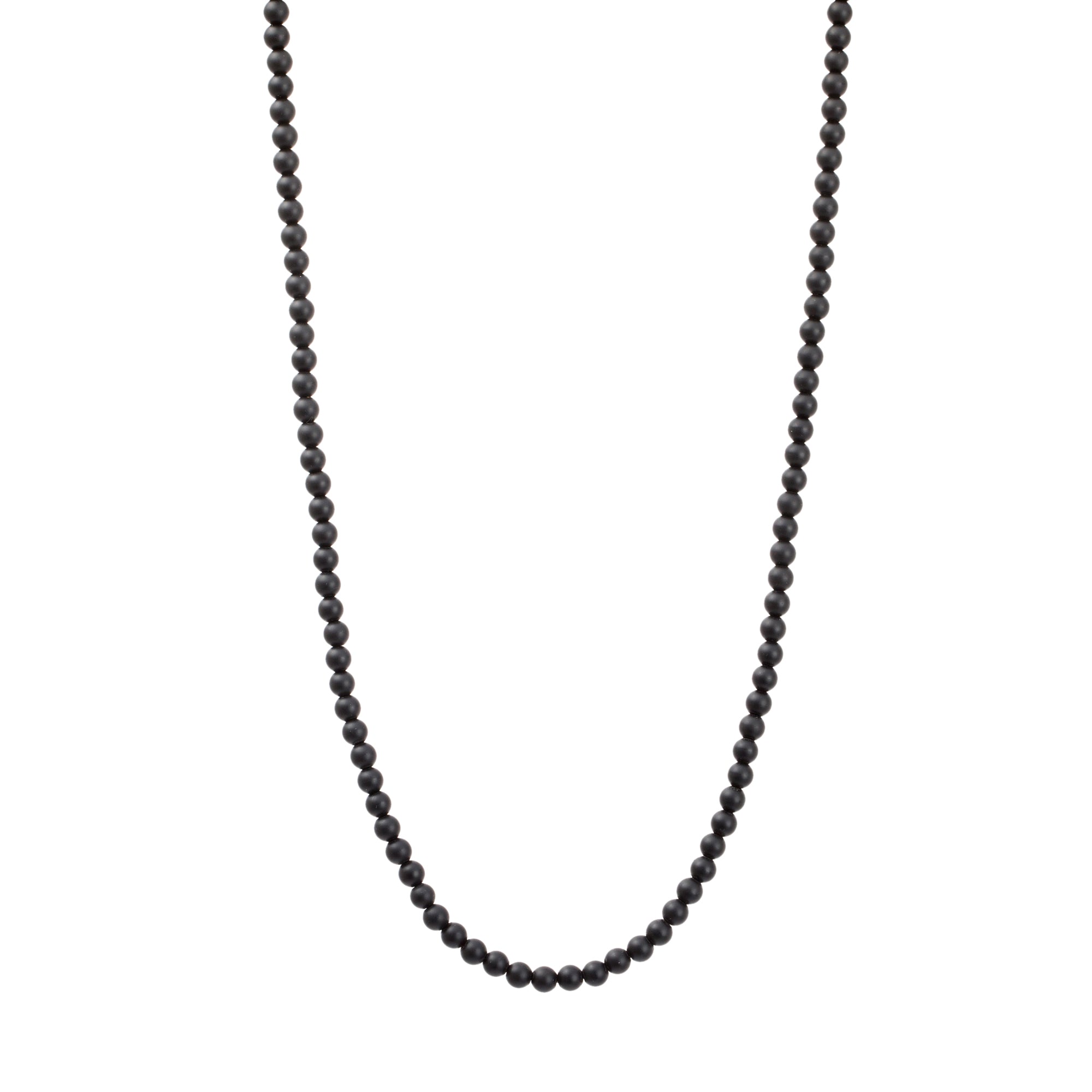 David Yurman Sterling Silver 5 MM Black Onyx Spiritual Bead Necklace