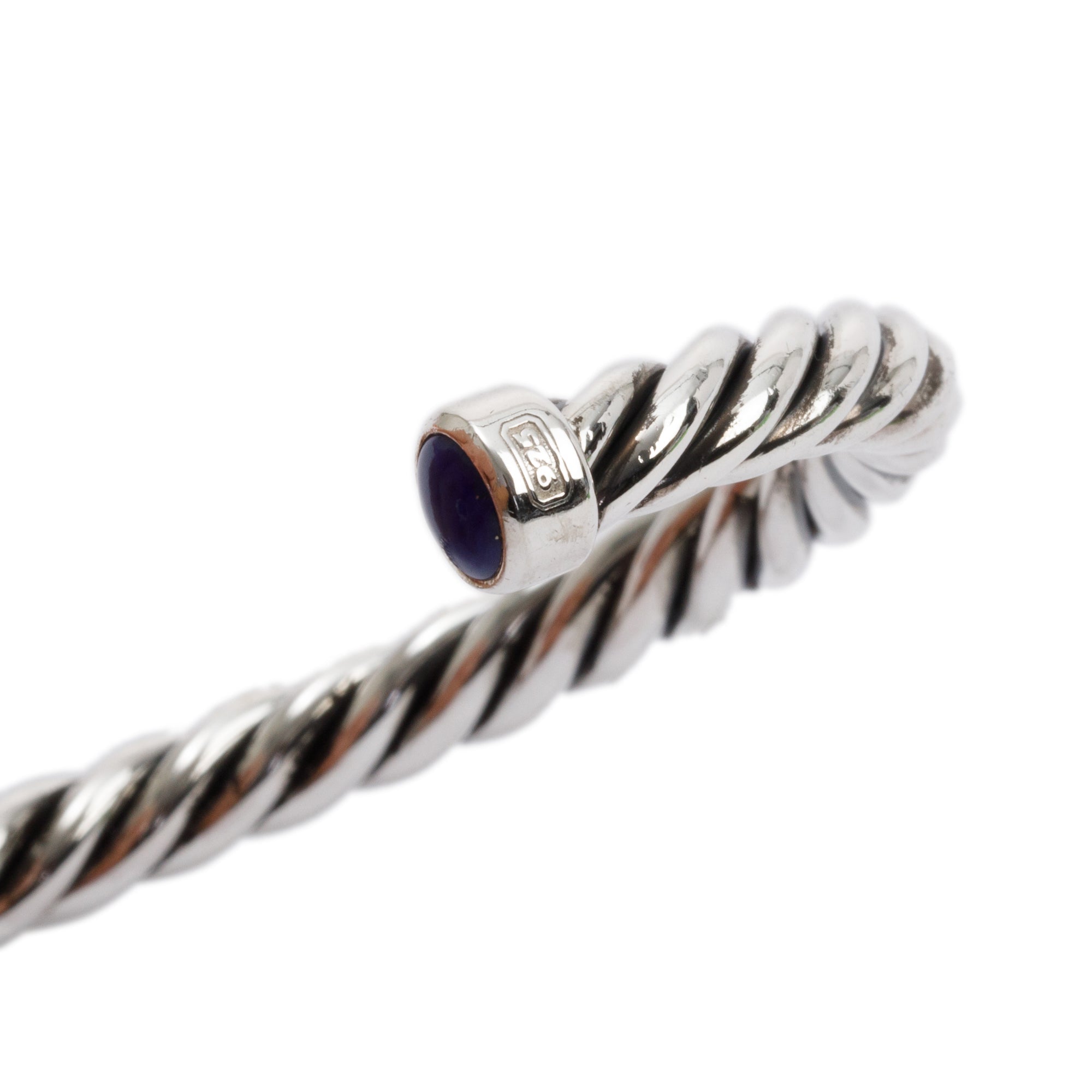 David Yurman Sterling Silver 6MM Cable Cuff Bracelet with Lapis