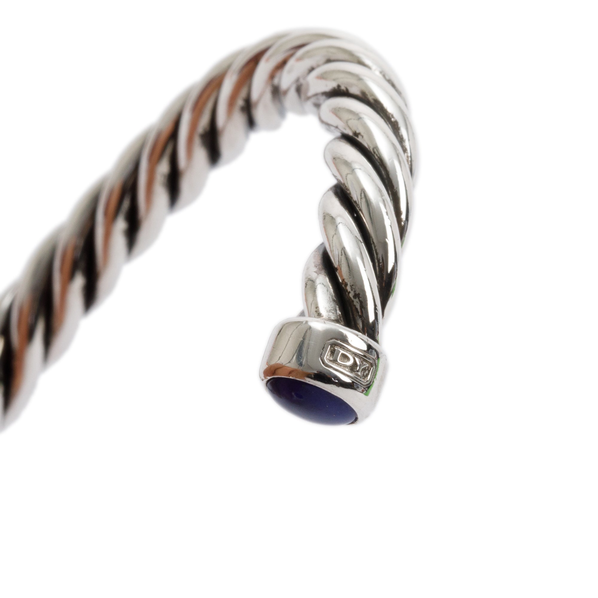 David Yurman Sterling Silver 6MM Cable Cuff Bracelet with Lapis Lazuli