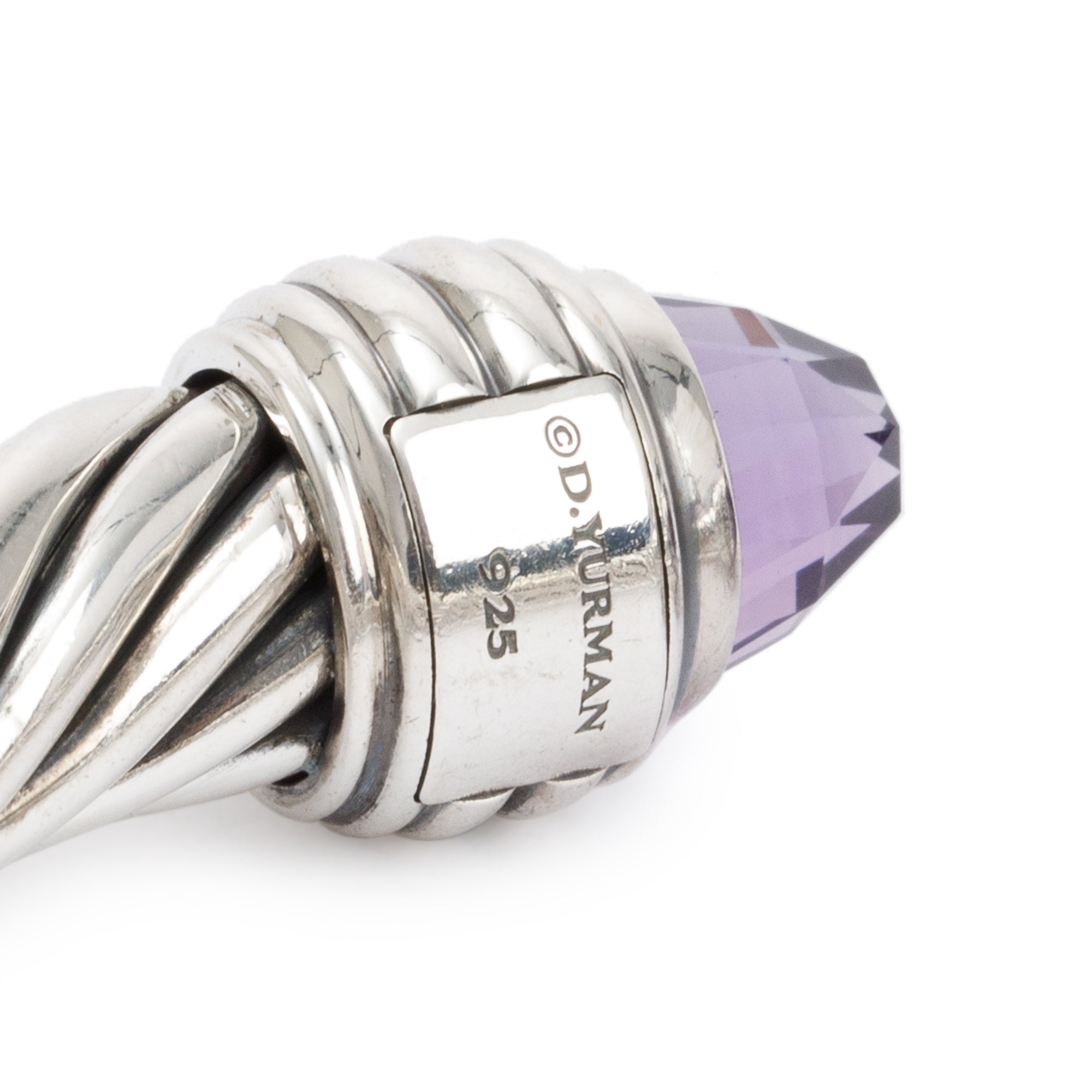 David Yurman Sterling Silver Amethyst 10MM Cable Cuff Bracelet
