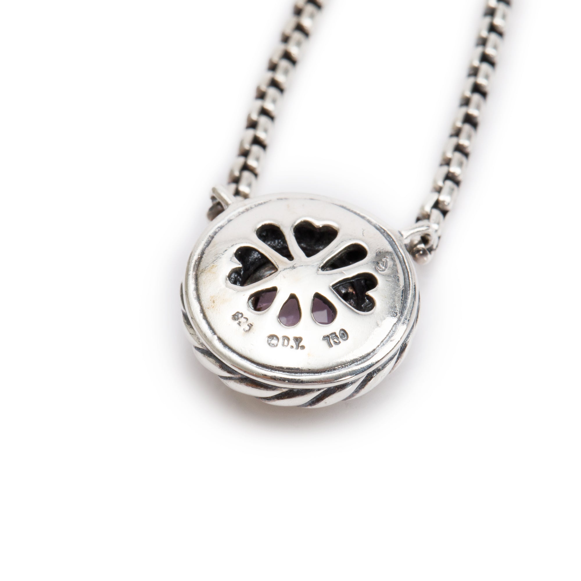 David Yurman Sterling Silver Amethyst Color Classics Cookie Pendant Necklace