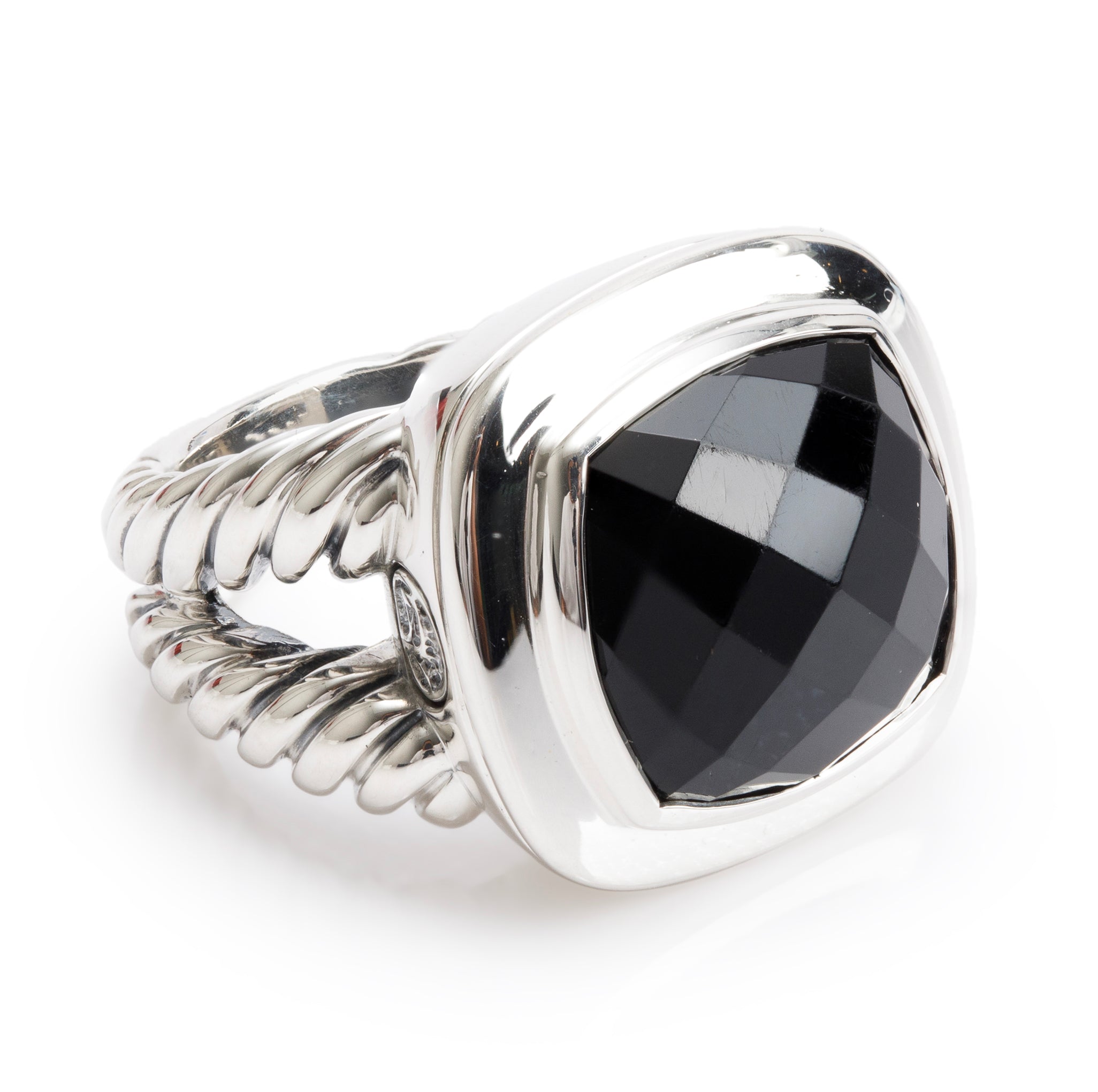 David Yurman Sterling Silver Black Onyx Albion Ring, Size 6