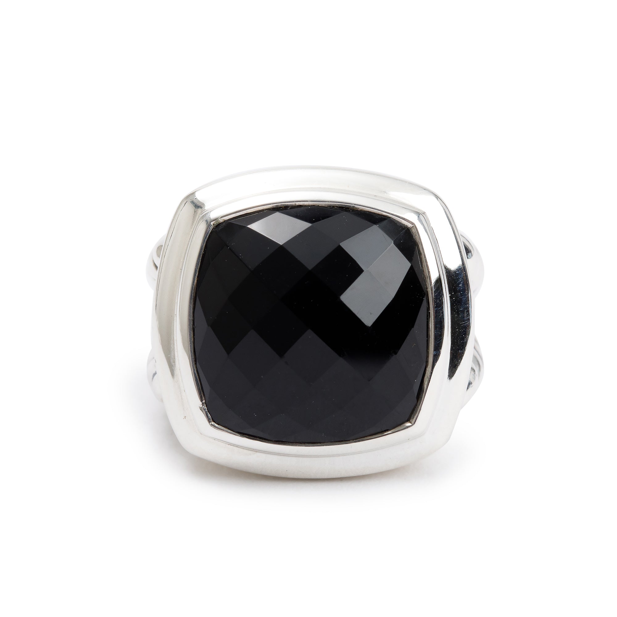 David Yurman Sterling Silver Black Onyx Albion Ring, Size 7.75