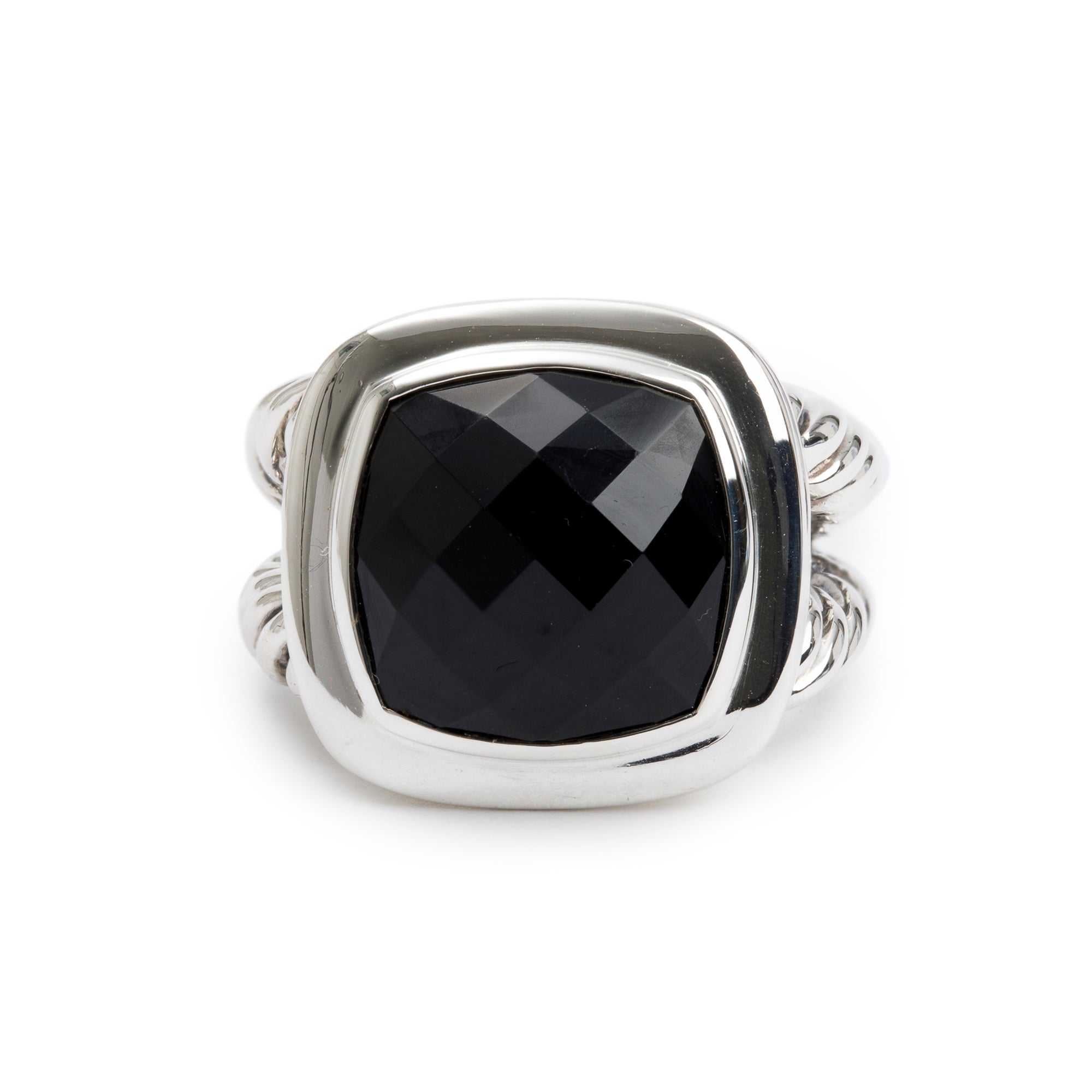 David Yurman Sterling Silver Black Onyx Albion Ring, Size 8