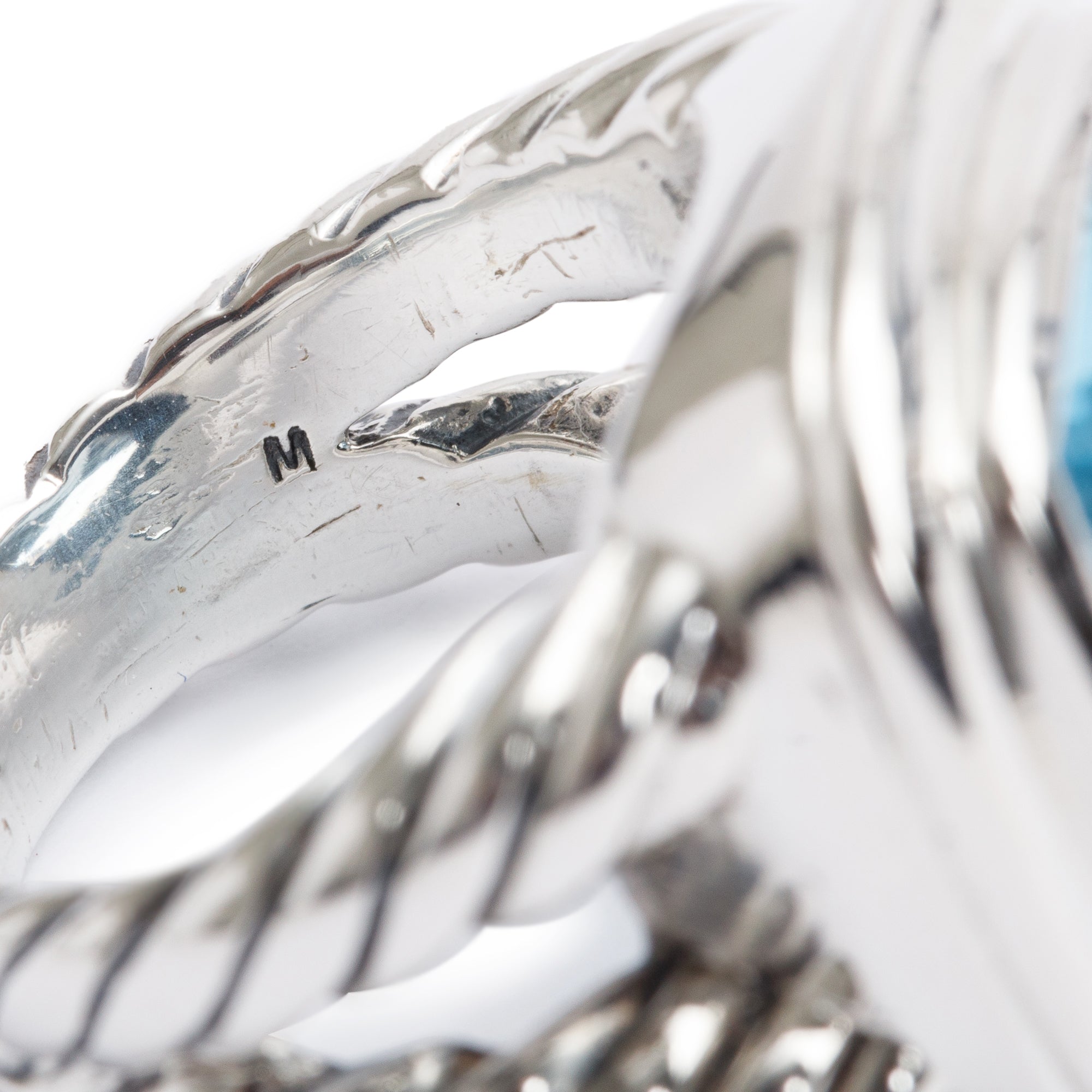 David Yurman Sterling Silver Blue Topaz Albion Ring, Size 5.75