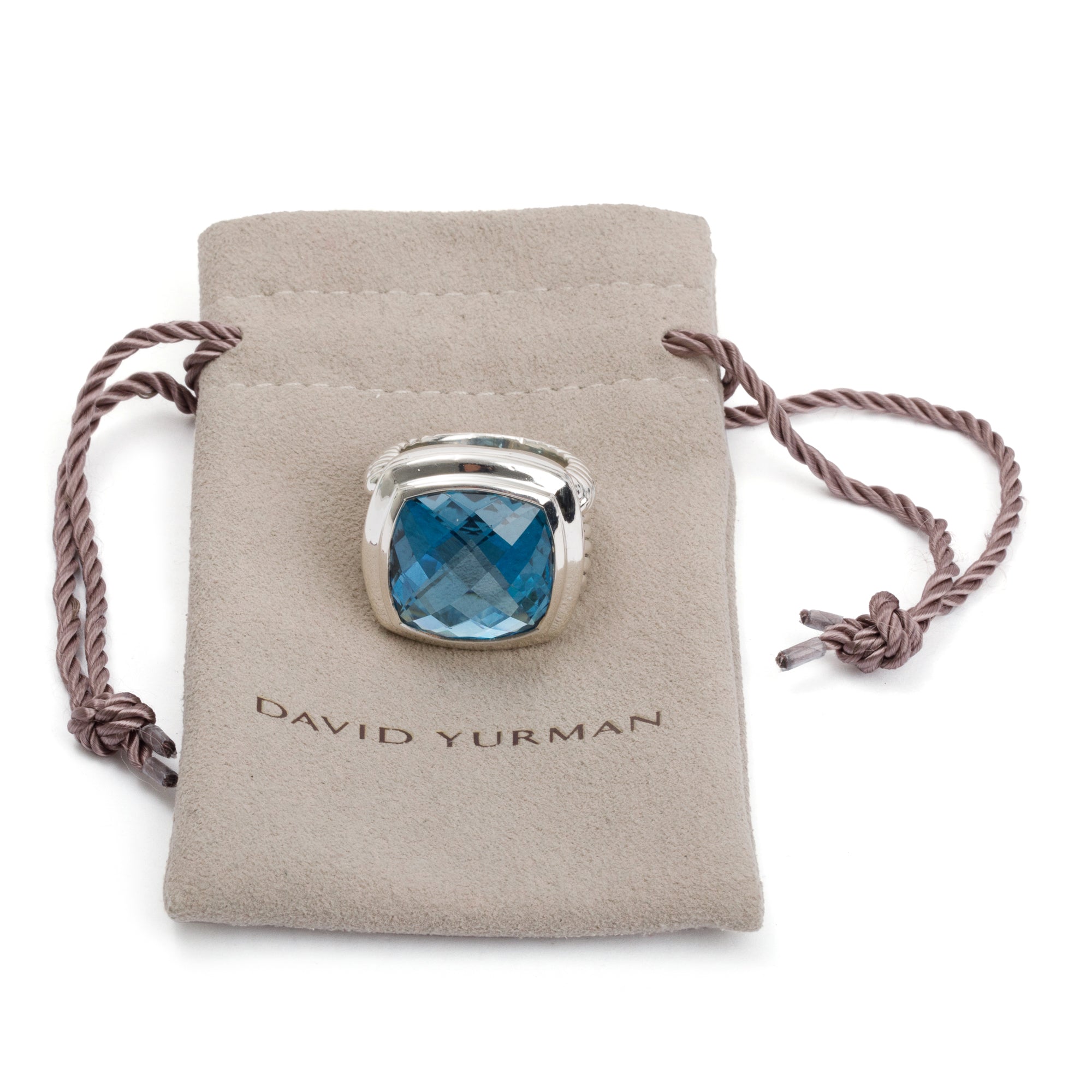 David Yurman Sterling Silver Blue Topaz Albion Ring, Size 6.25