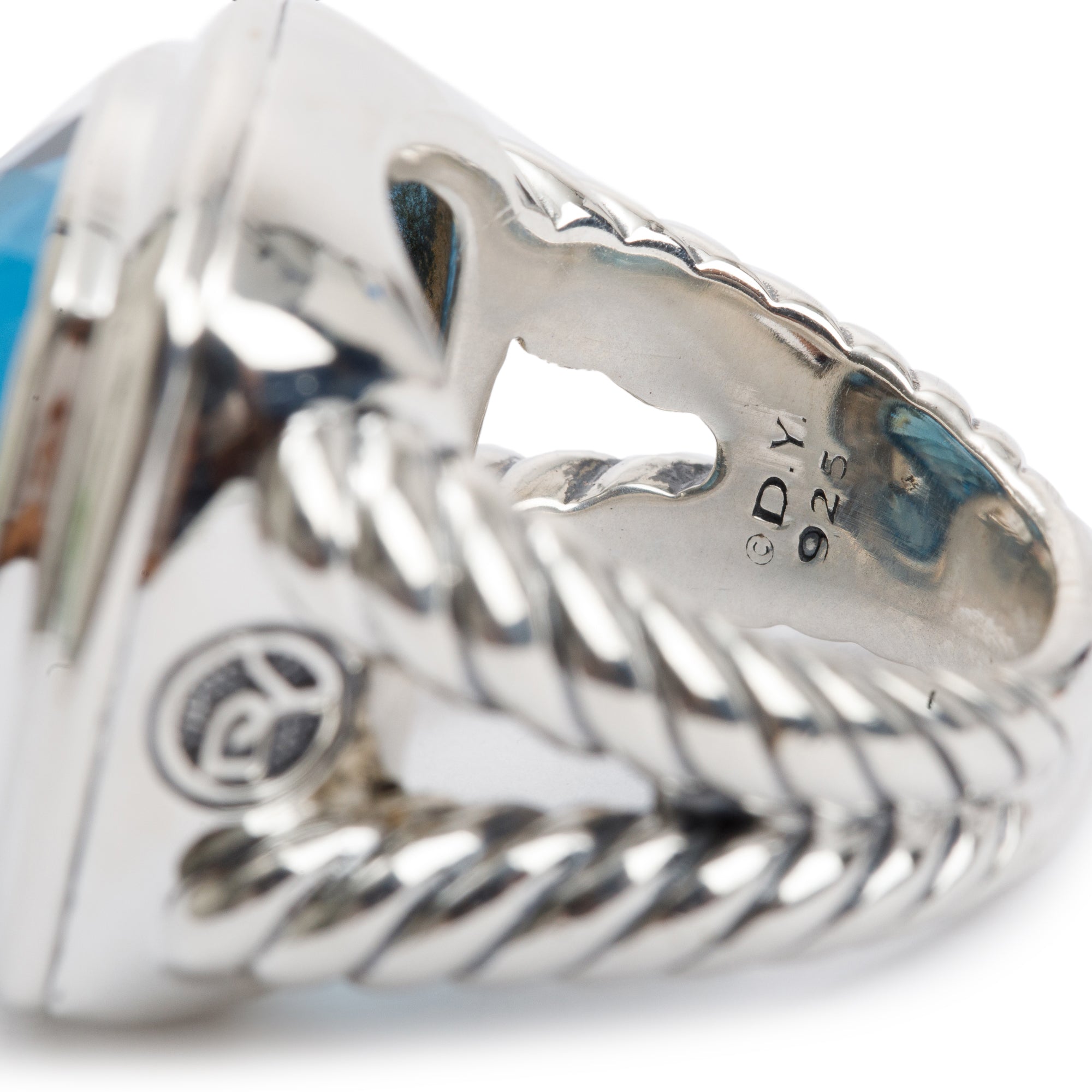 David Yurman Sterling Silver Blue Topaz Albion Ring, Size 6.25