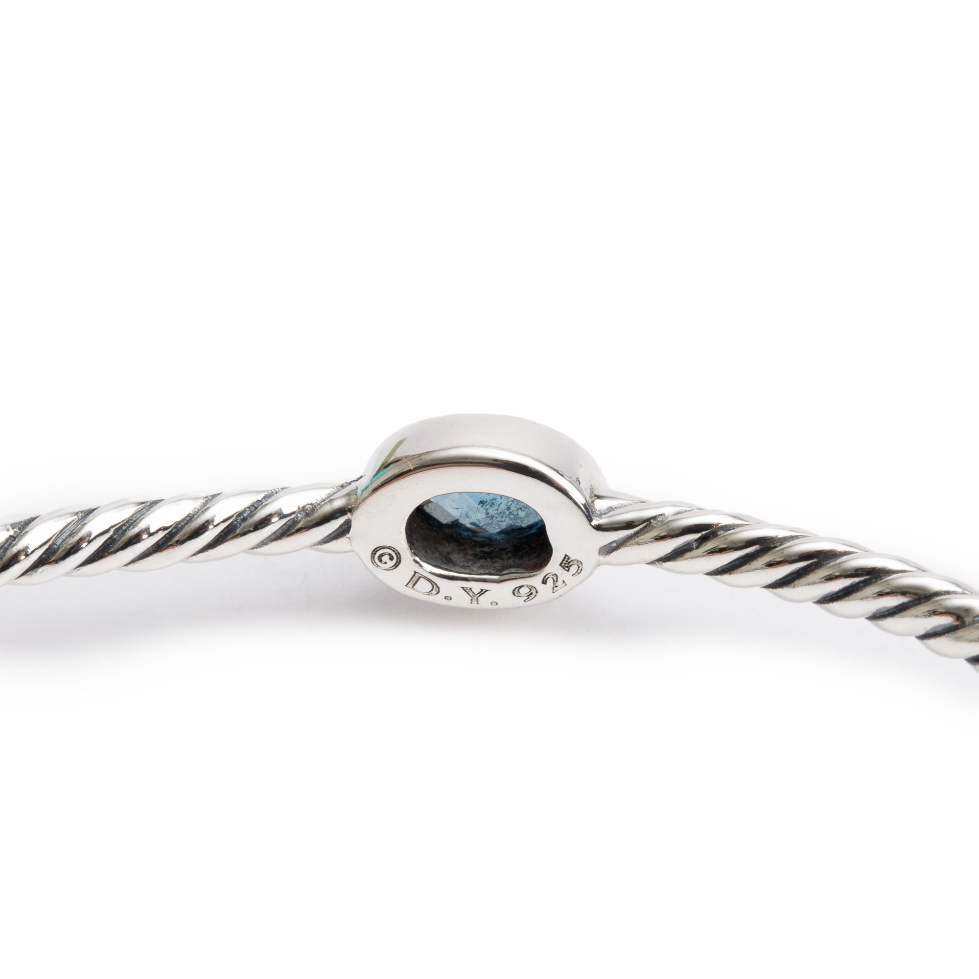 David Yurman Sterling Silver Blue Topaz Color Classics Four Station Cable Bangle Bracelet