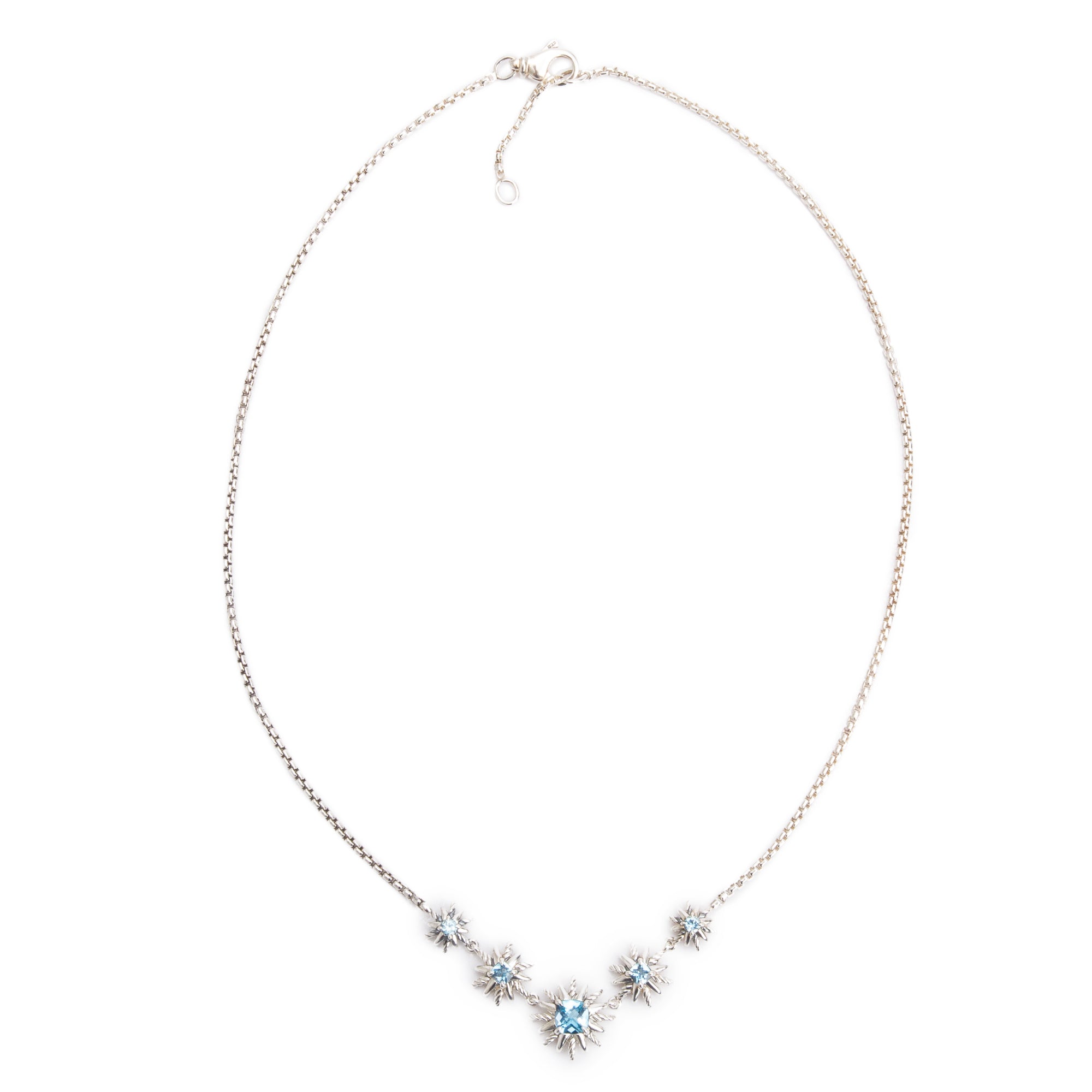 David Yurman Sterling Silver Blue Topaz Starburst Five Station Necklace