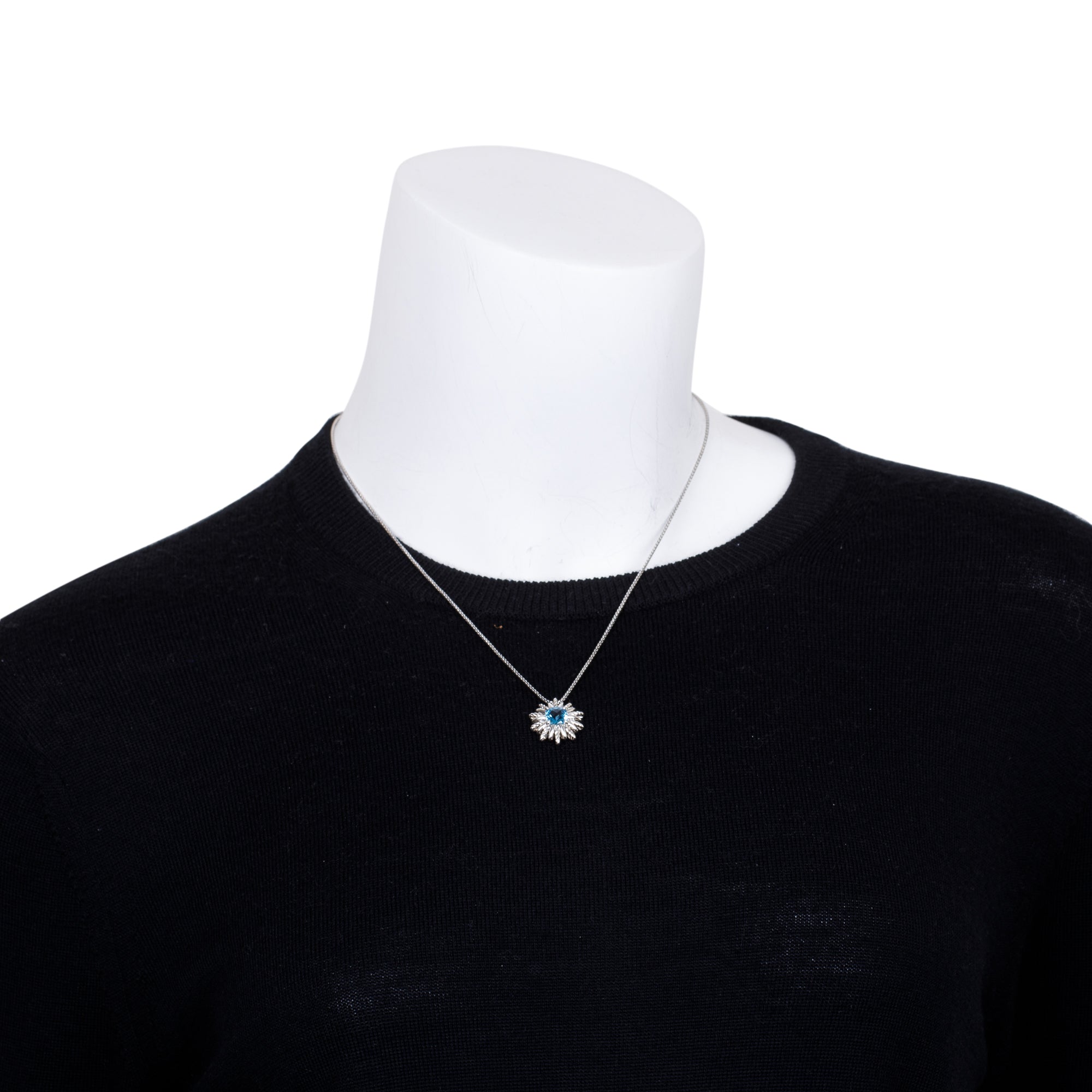 David Yurman Sterling Silver & Blue Topaz Starburst Pendant Necklace