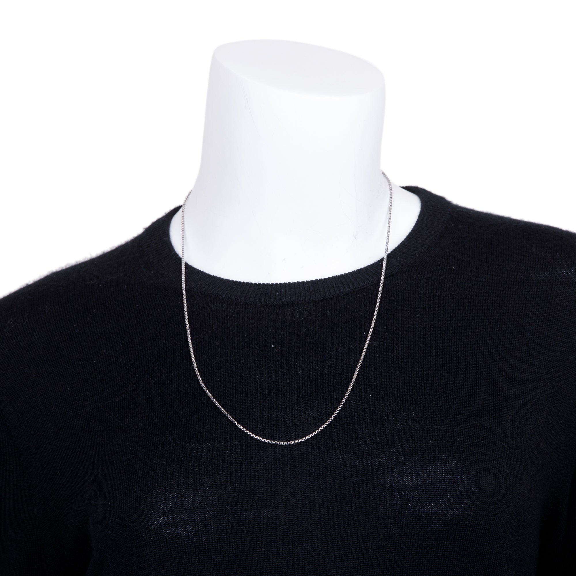 David Yurman Sterling Silver Box Chain Necklace with 14k Yellow Gold Decal, 1.7 mm