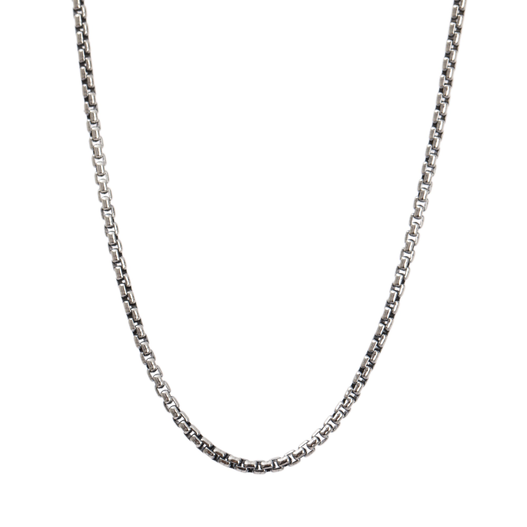 David Yurman Sterling Silver Box Chain Necklace with 14k Yellow Gold Decal, 1.7 mm