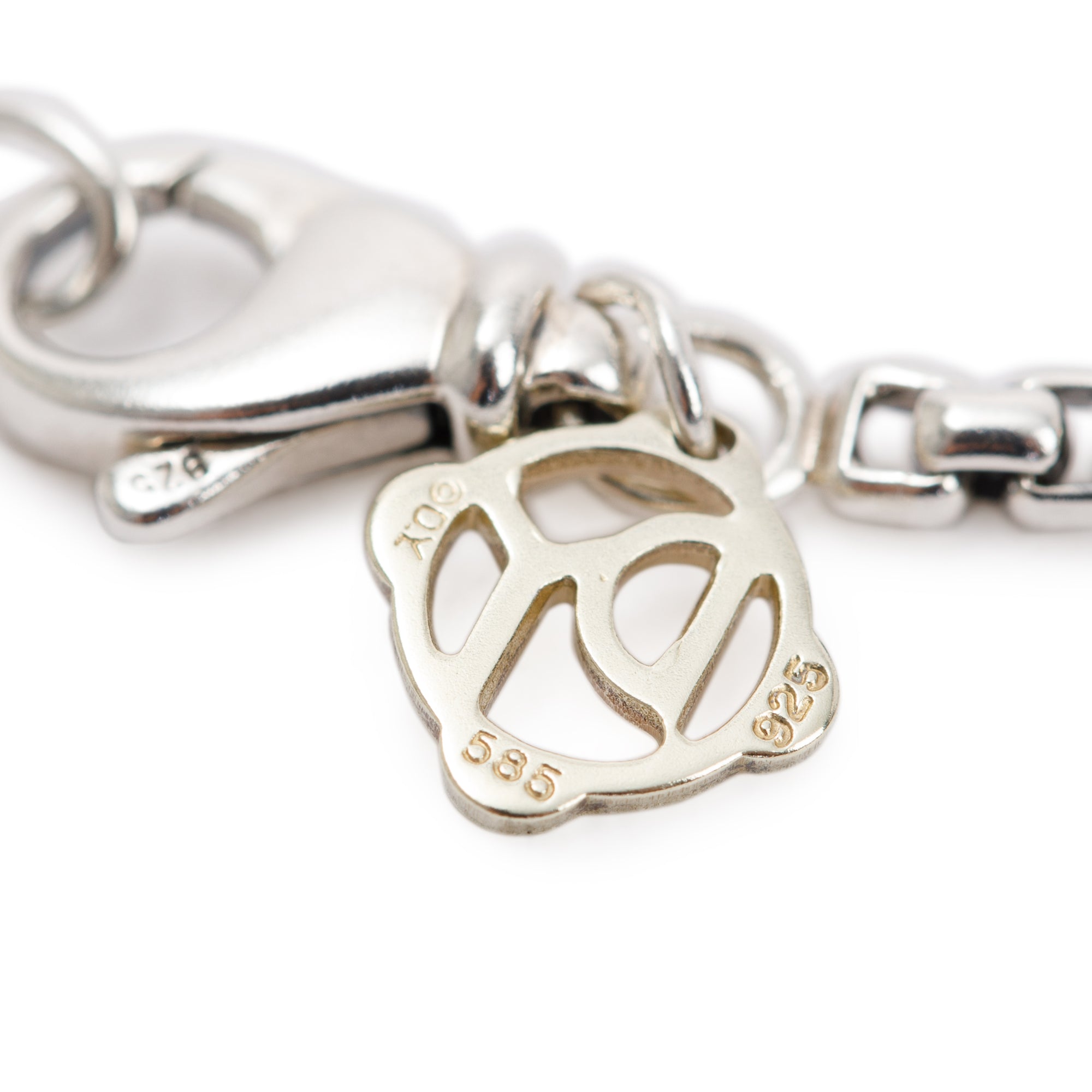 David Yurman Sterling Silver Box Chain Necklace with 14k Yellow Gold Decal, 2.7 mm