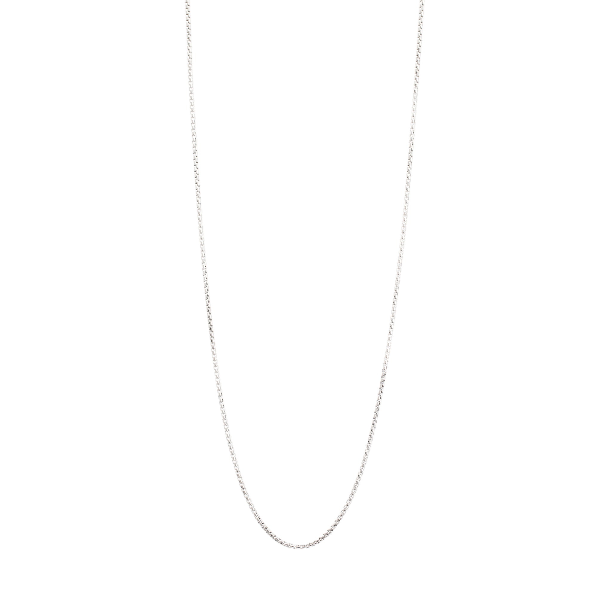 David Yurman Sterling Silver Box Chain Necklace with 14k Yellow Gold Decal, 2.7 mm