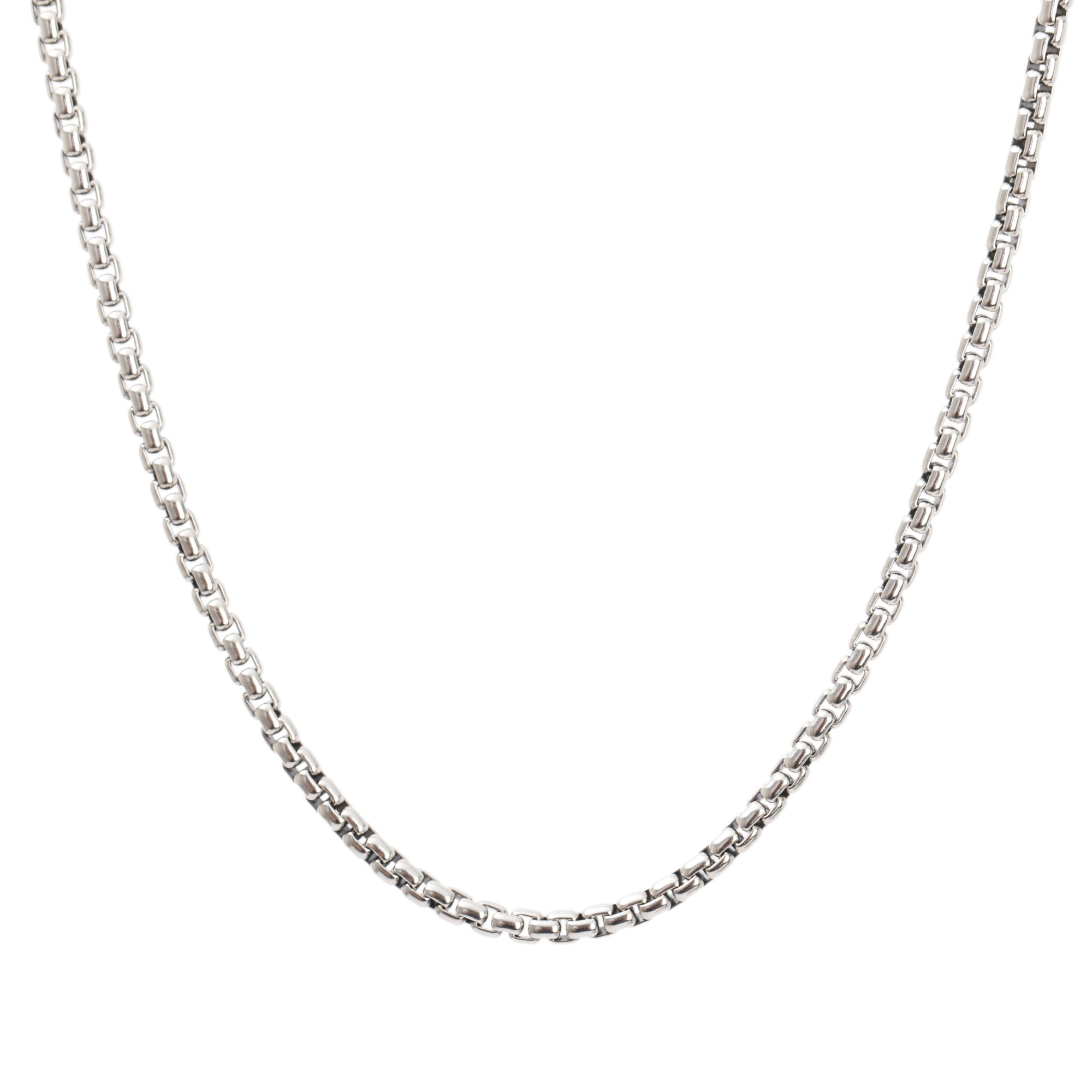 David Yurman Sterling Silver Box Chain Necklace with 14k Yellow Gold Decal, 2.7 mm