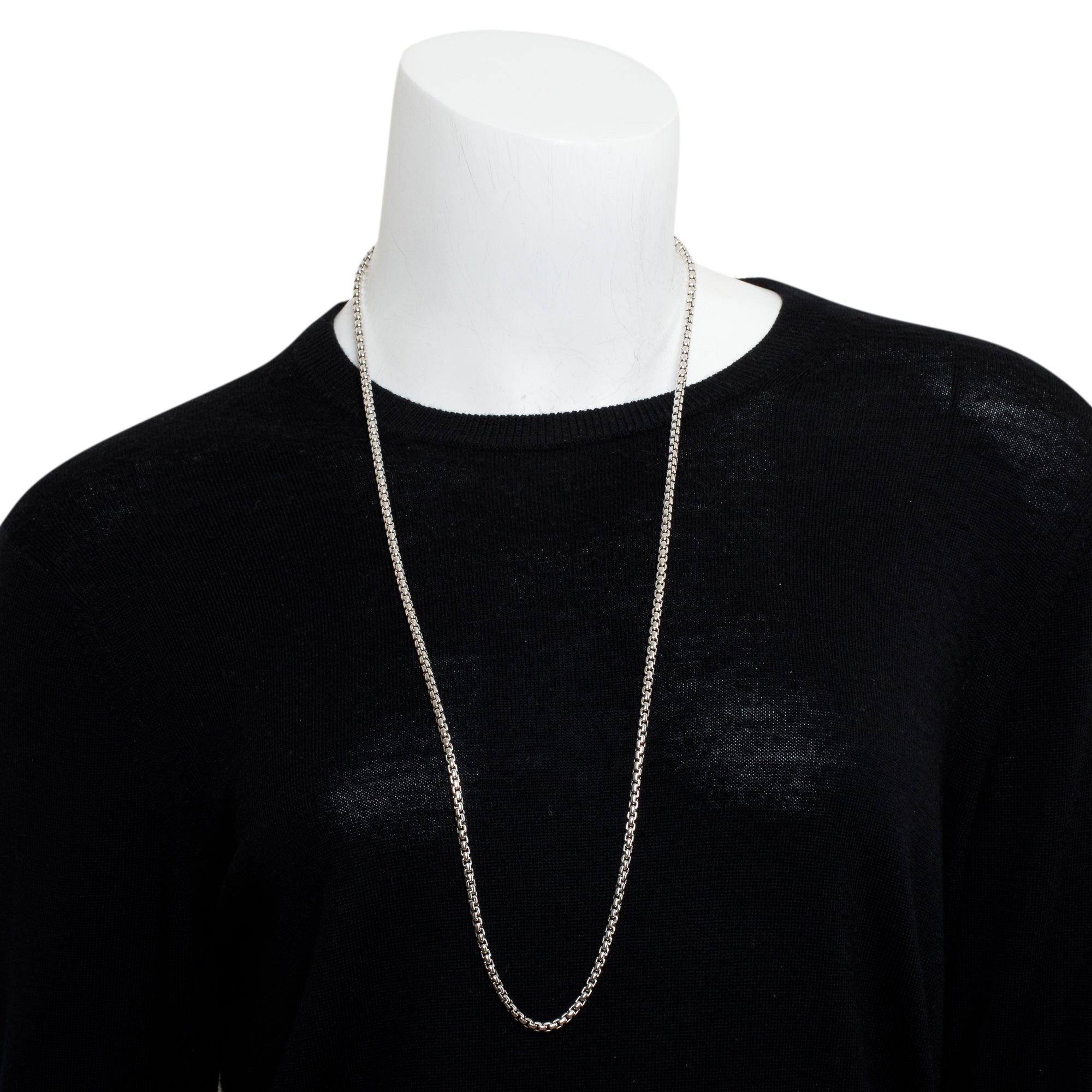 David Yurman Sterling Silver Box Chain Necklace with 14k Yellow Gold Decal, 3.6 mm