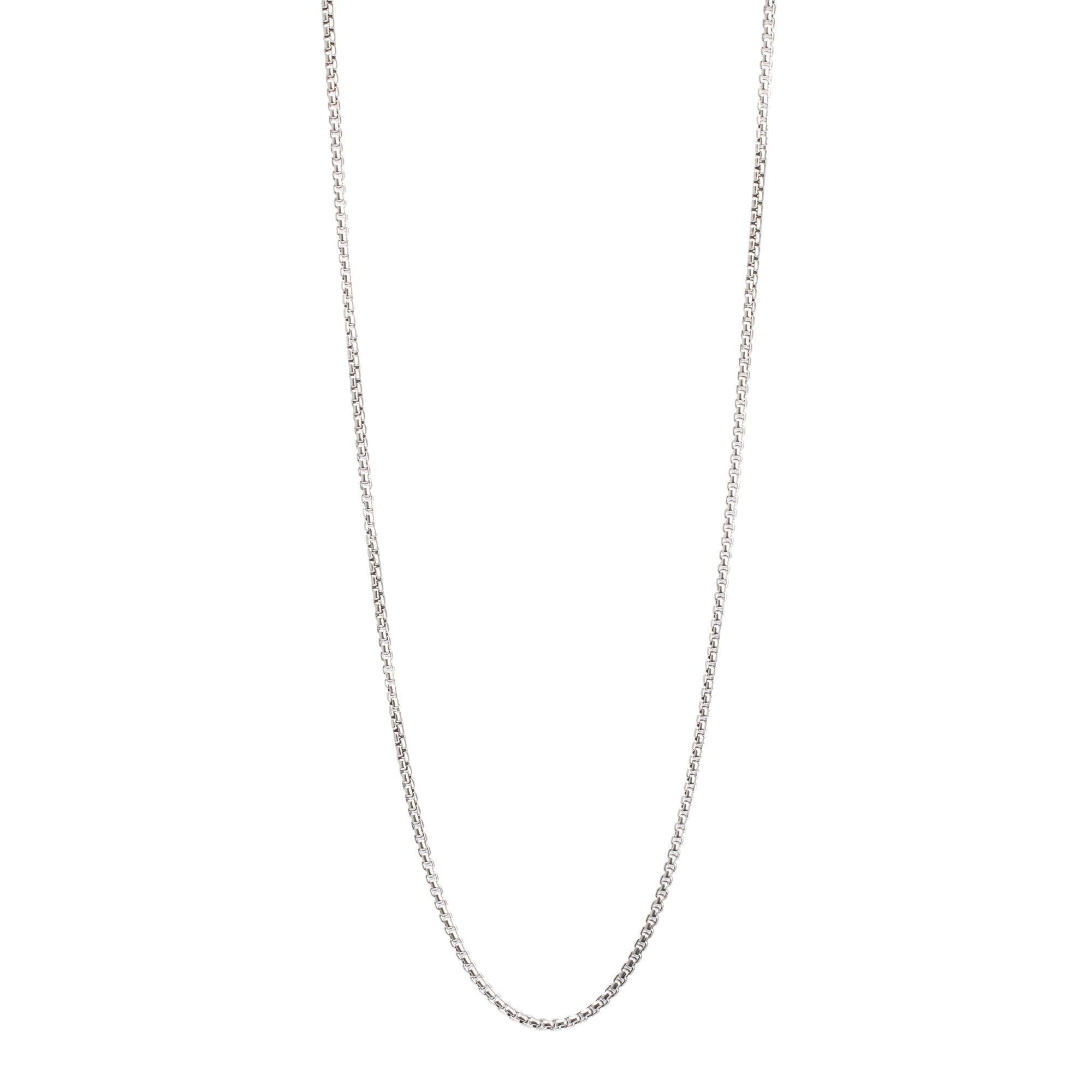 David Yurman Sterling Silver Box Chain Necklace with 14k Yellow Gold Decal, 3.6 mm