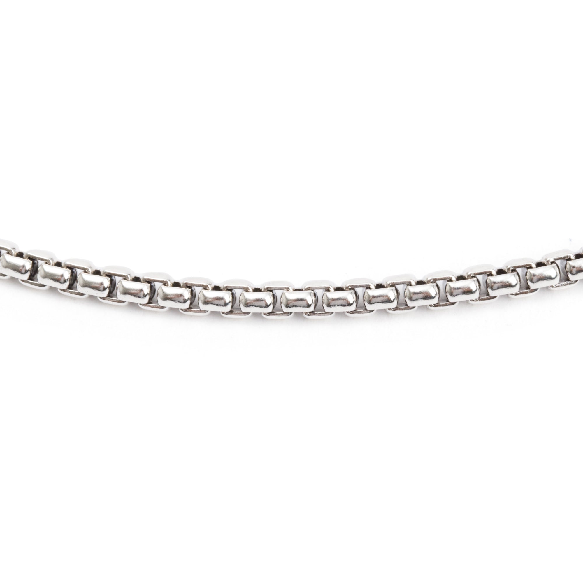 David Yurman Sterling Silver Box Chain Necklace with 14k Yellow Gold Decal, 3.6 mm