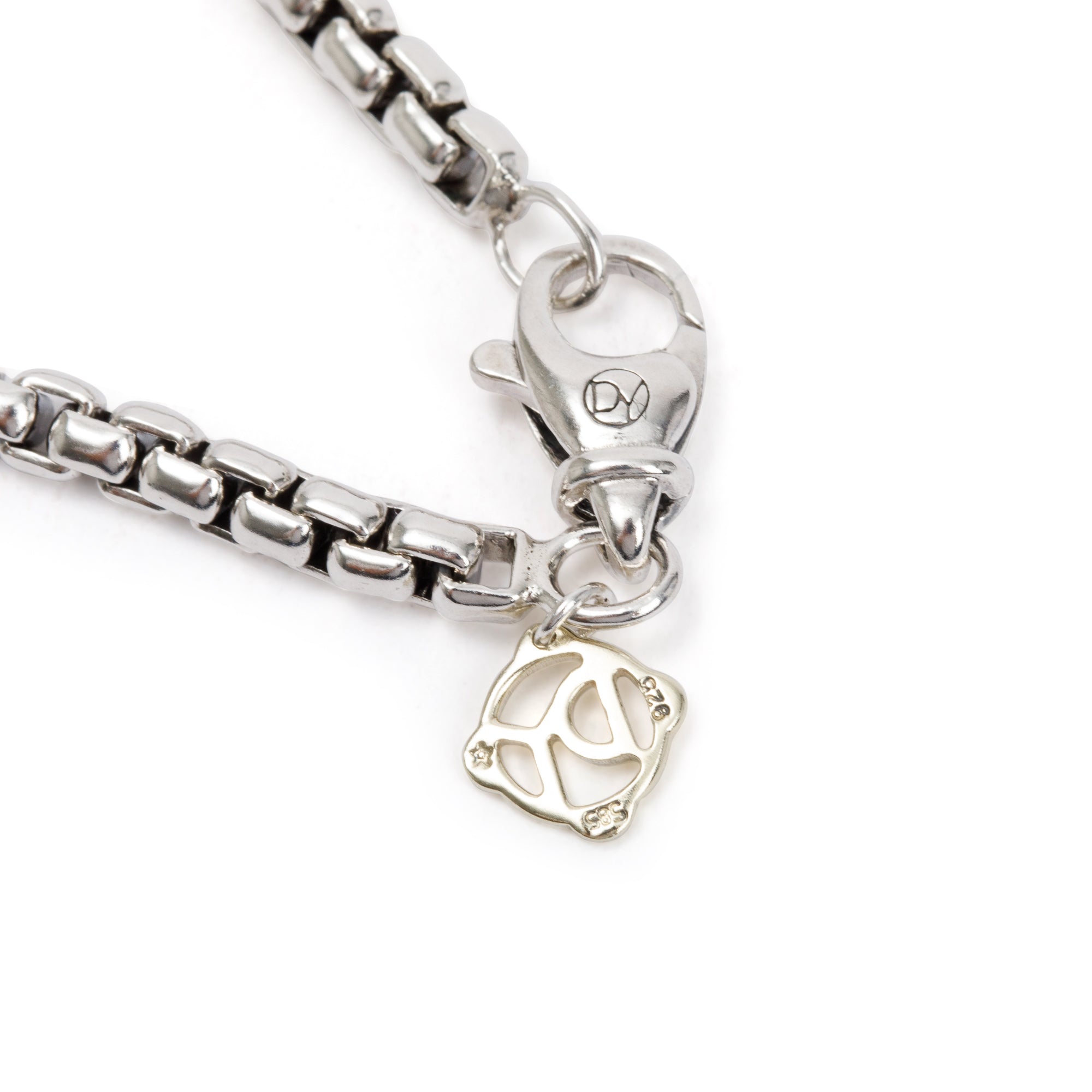 David Yurman Sterling Silver Box Chain Necklace with 14k Yellow Gold Decal, 3.6 mm