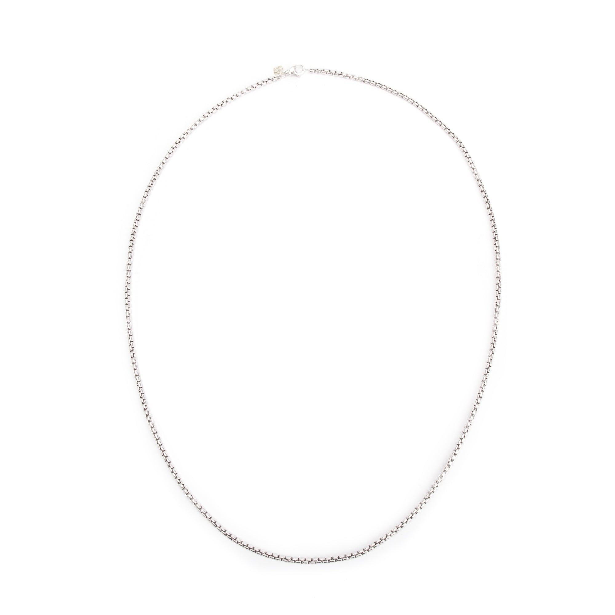 David Yurman Sterling Silver Box Chain Necklace with 14k Yellow Gold Decal, 3.6 mm