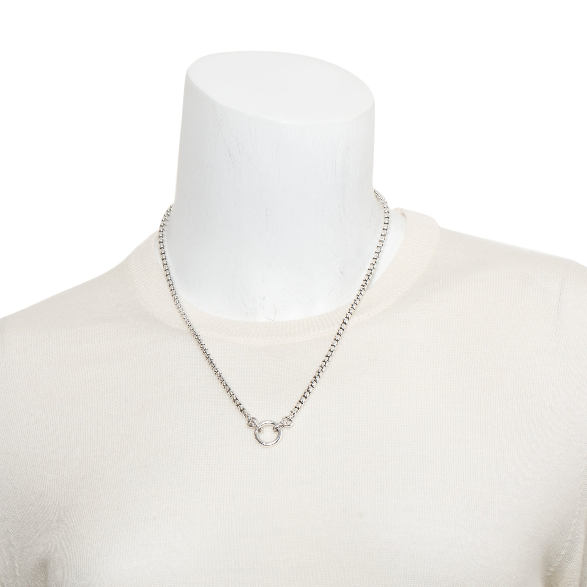 David Yurman Sterling Silver Cable Amulet Vehicle 3.6 MM Box Chain Necklace w/ Box