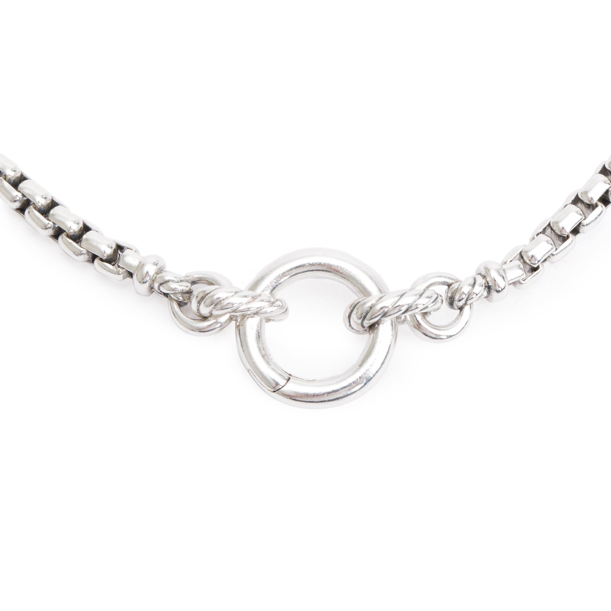 David Yurman Sterling Silver Cable Amulet Vehicle 3.6 MM Box Chain Necklace w/ Box