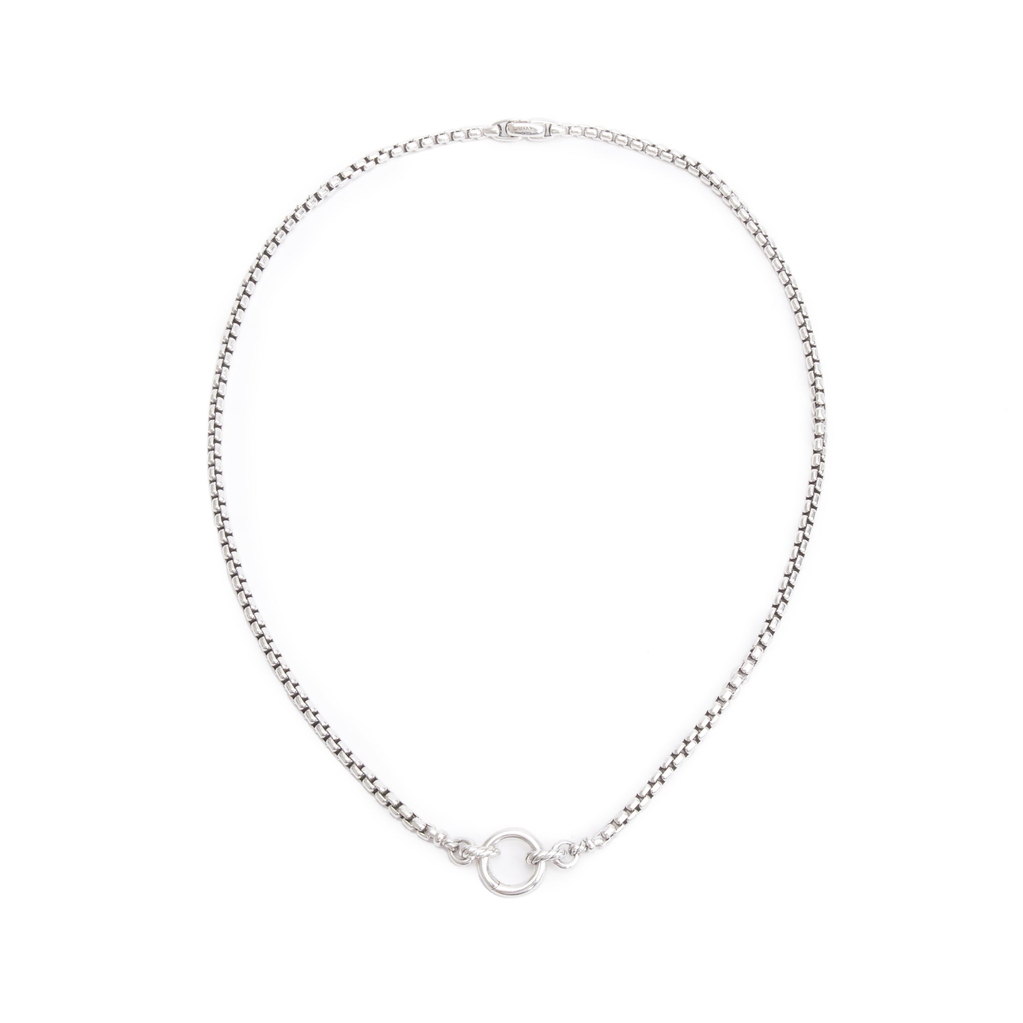 David Yurman Sterling Silver Cable Amulet Vehicle 3.6 MM Box Chain Necklace w/ Box