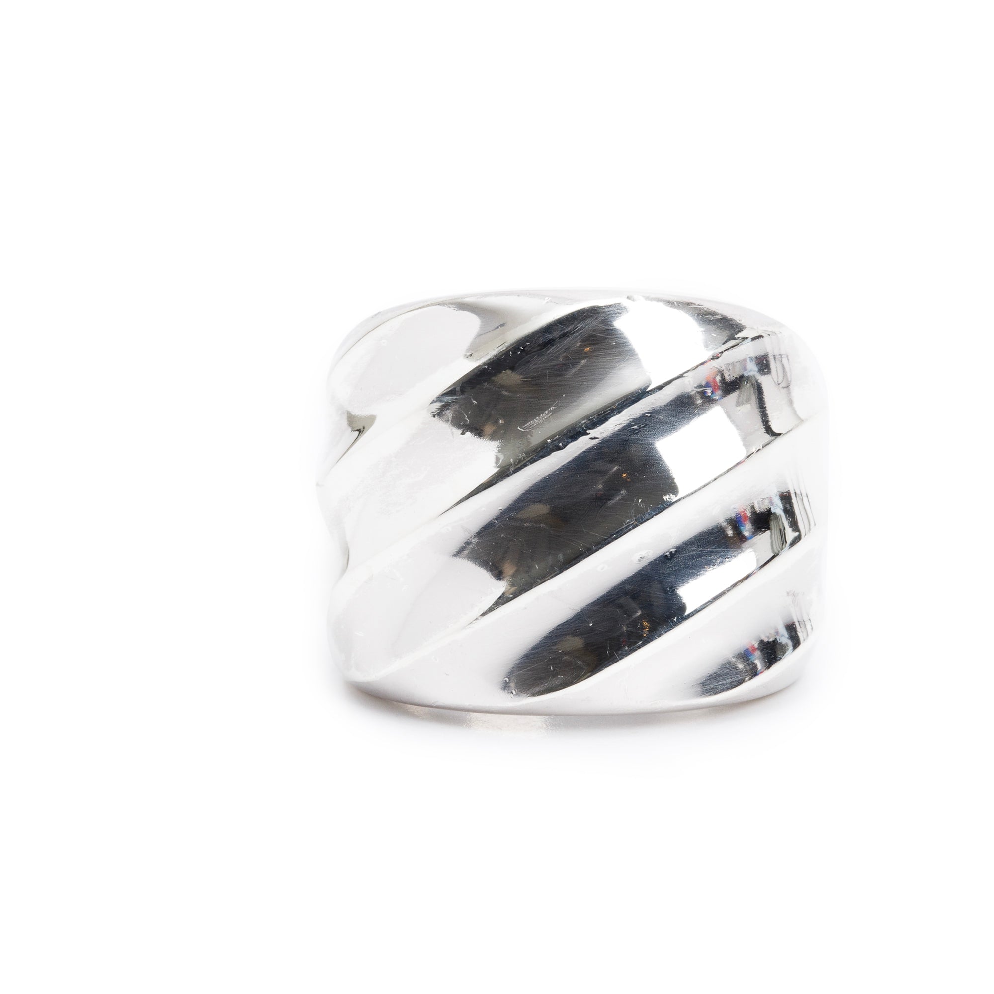 David Yurman Sterling Silver Cable Edge Saddle 18.8 MM Ring, Size 7