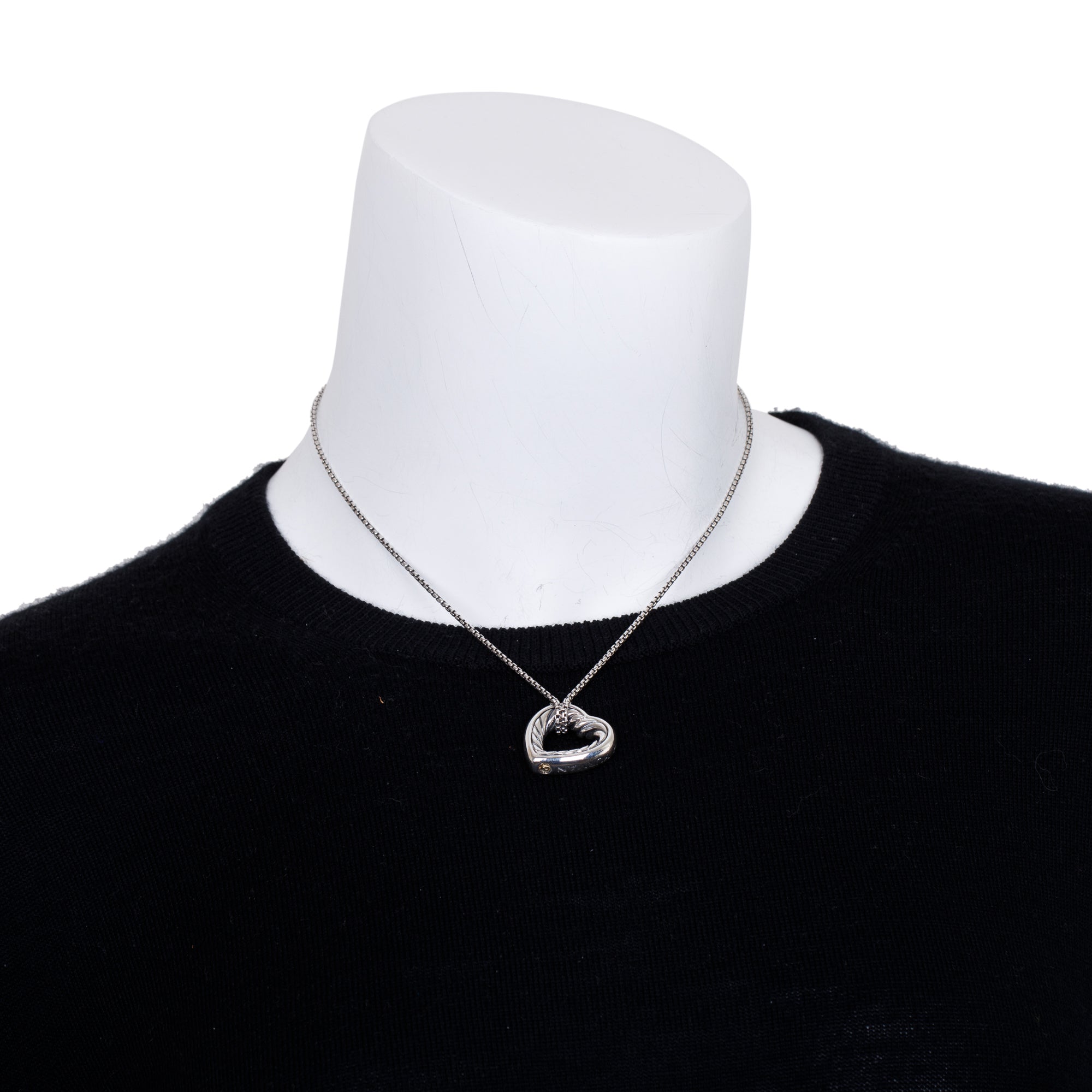 David Yurman Sterling Silver Cable Heart Pendant Necklace