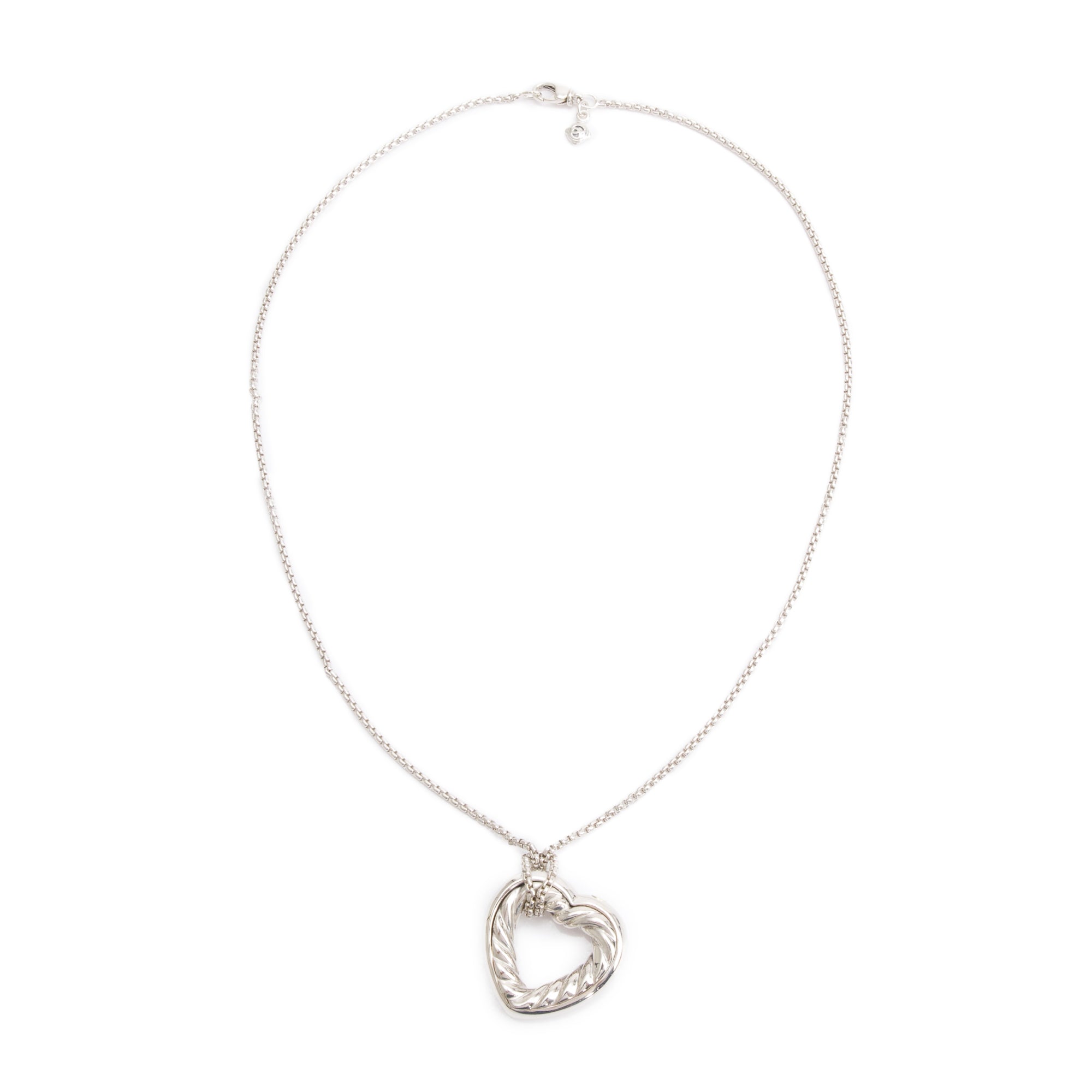 David Yurman Sterling Silver Cable Heart Pendant Necklace