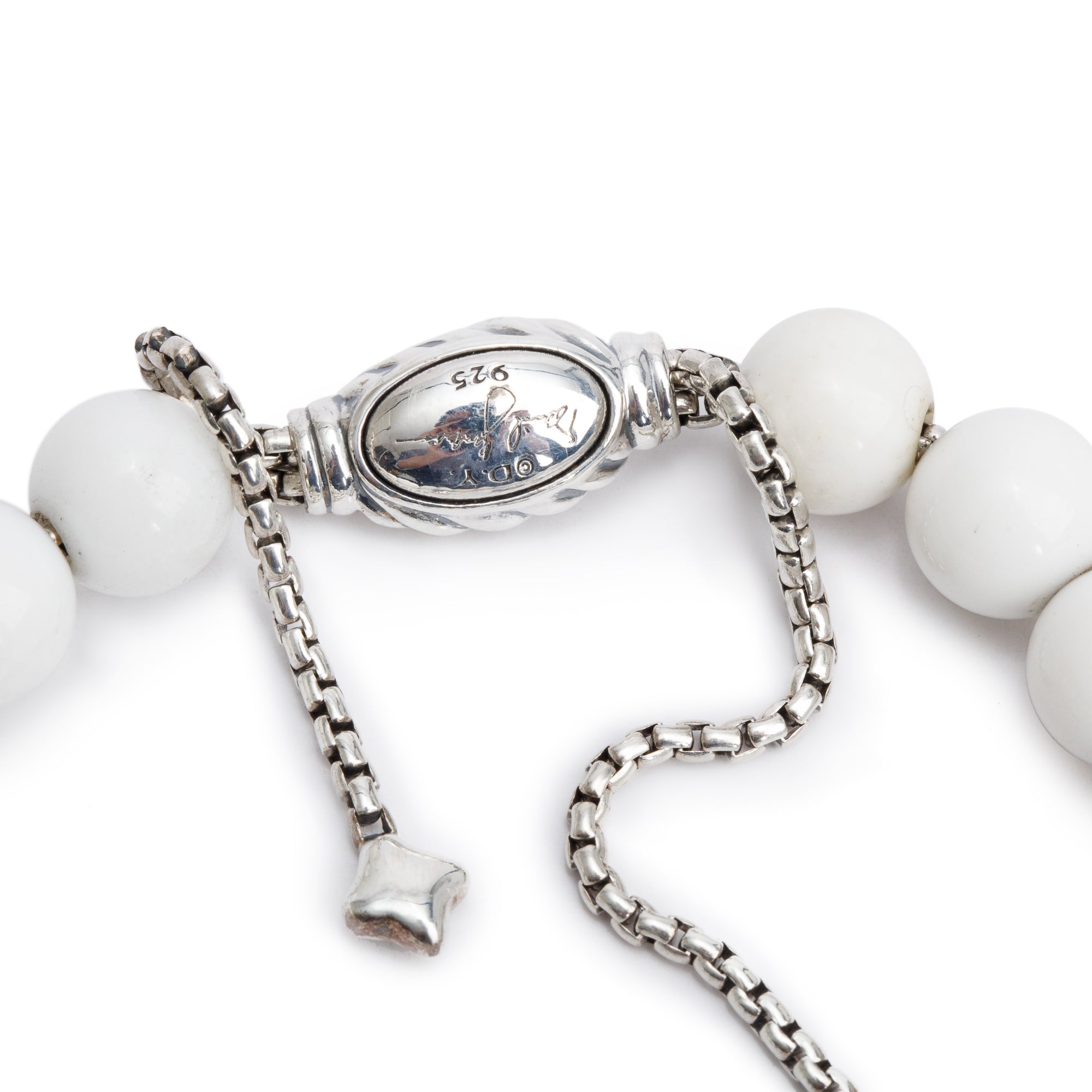 David Yurman Sterling Silver Chalcedony 8 MM Spirtual Bead Bracelet