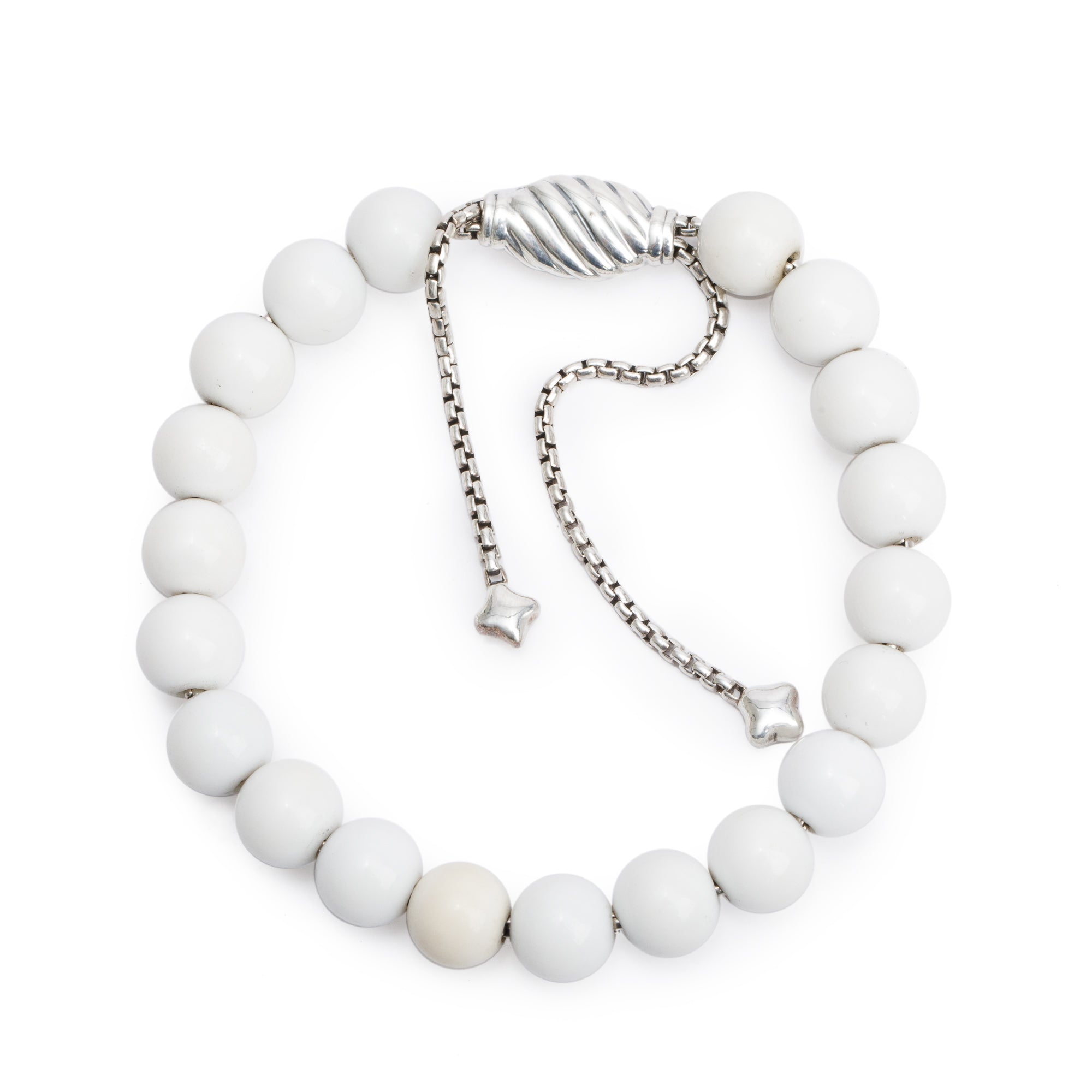 David Yurman Sterling Silver Chalcedony 8 MM Spirtual Bead Bracelet